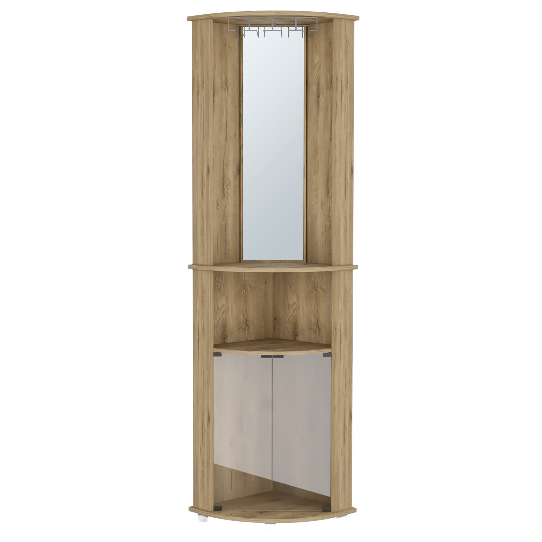 18" Natural Wood Corner Bar Cabinet