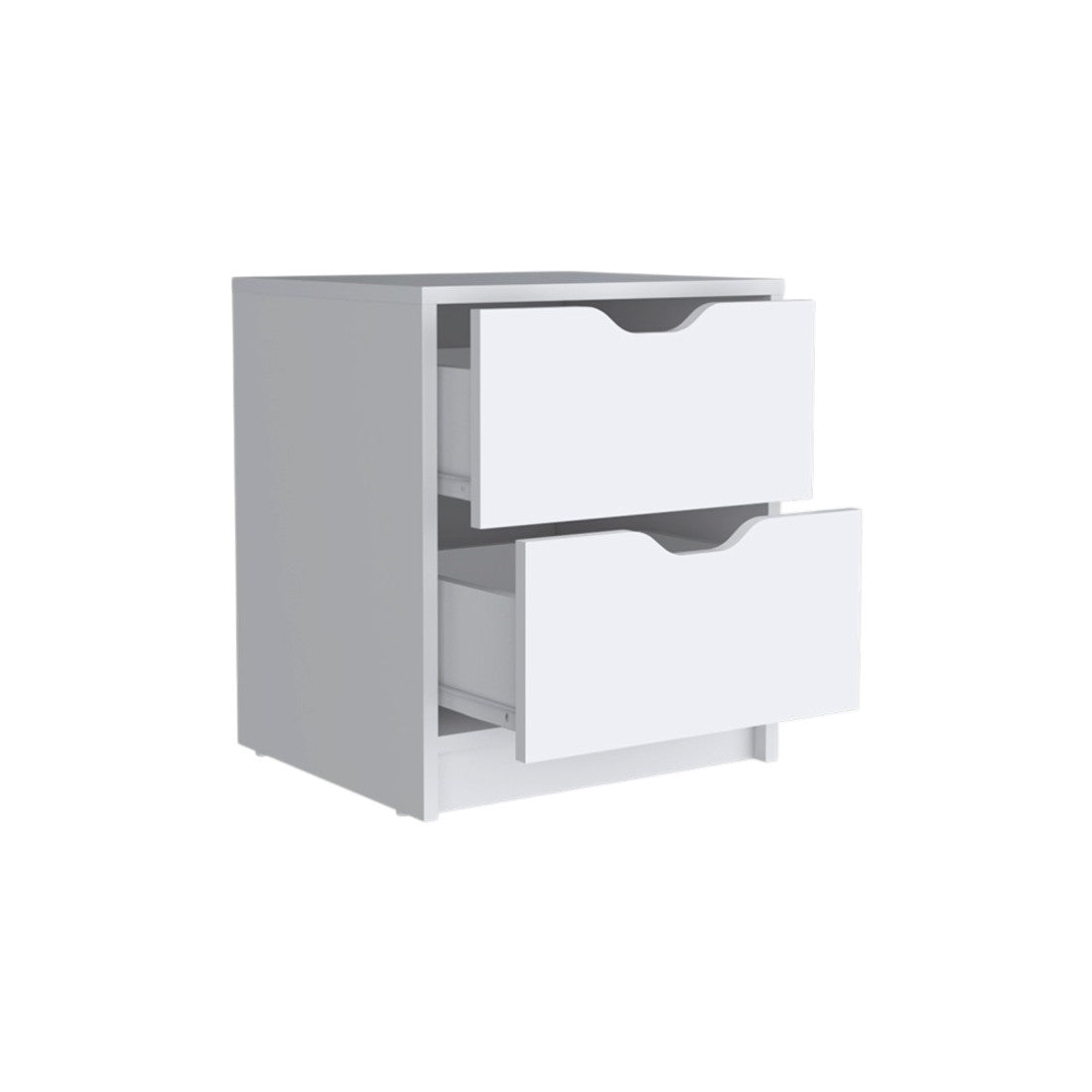 19" White Wood Two Drawer Nightstand