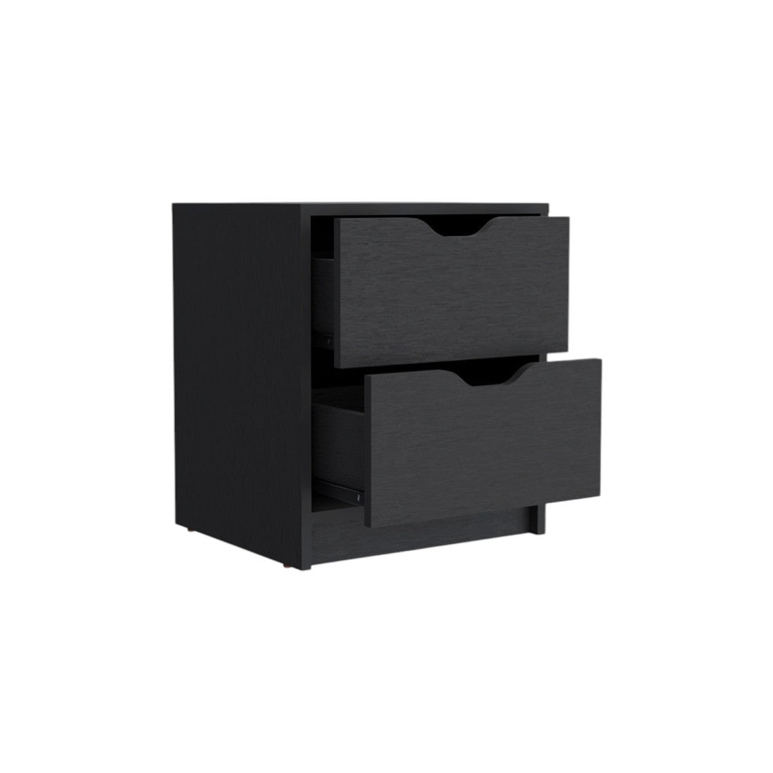 19" Black Wood Two Drawer Nightstand