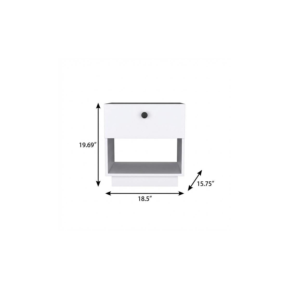 20" White Wood One Drawer Nightstand