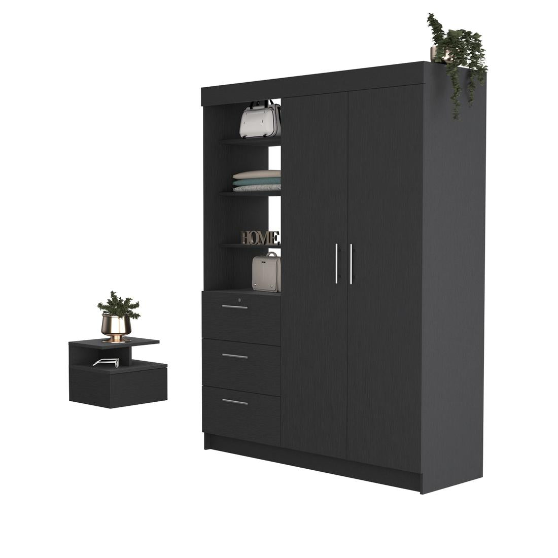 Two Piece Black Bedroom Set