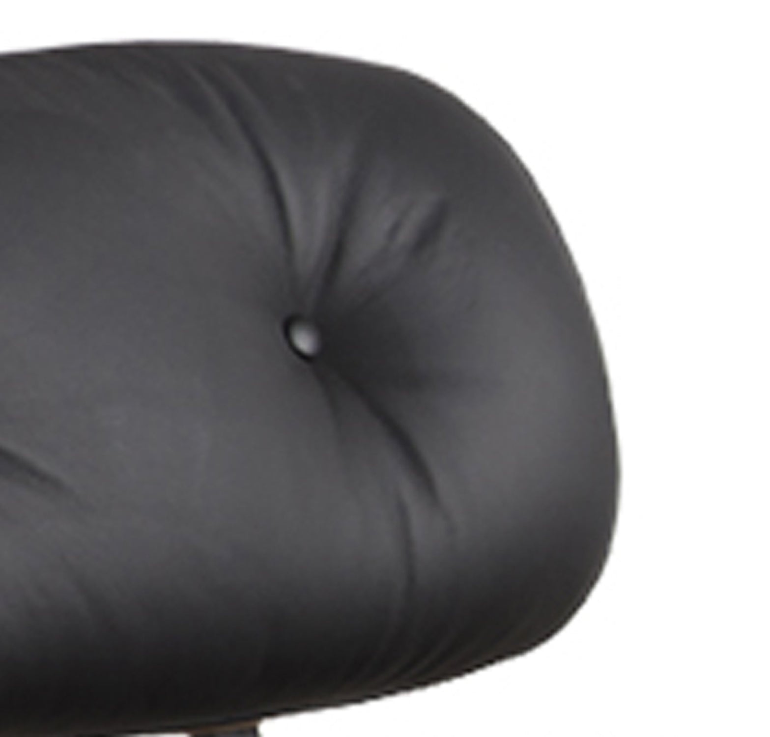 35" Black and Brown Genuine Leather Tufted Swivel Lounge Chair With Ottoman