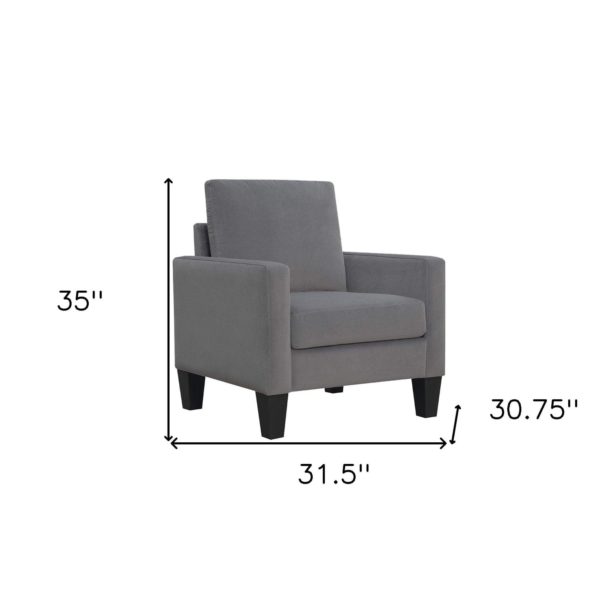 32" Gray and Black Upholstered Arm Chair