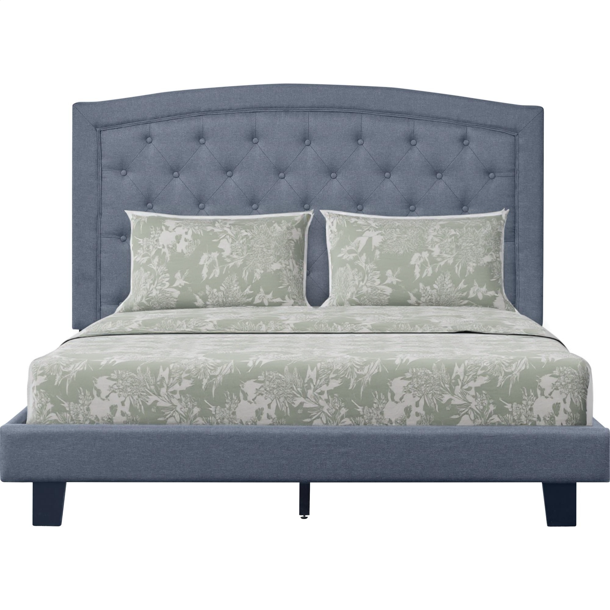 Gray Tufted Upholstered King Bed Frame