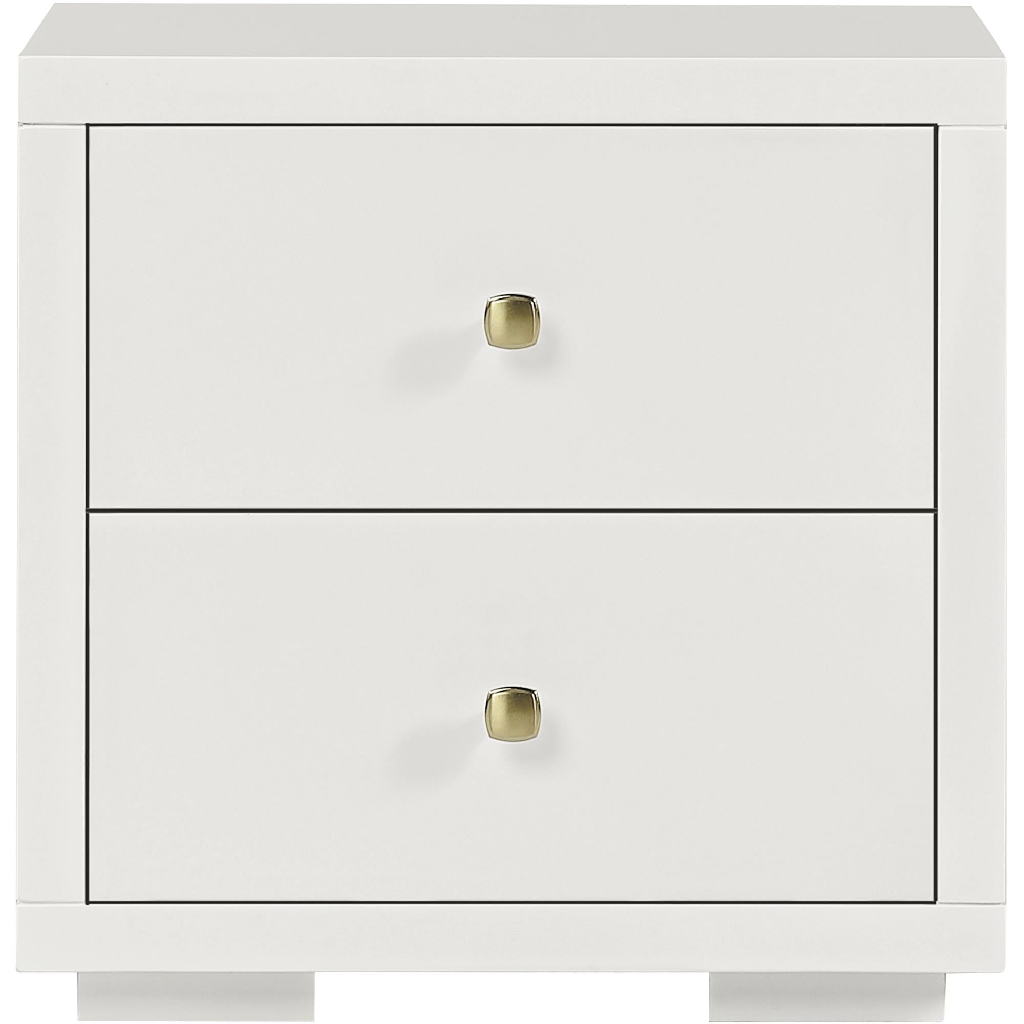 19" White Solid and Manufactured Wood Two Drawer Nightstand