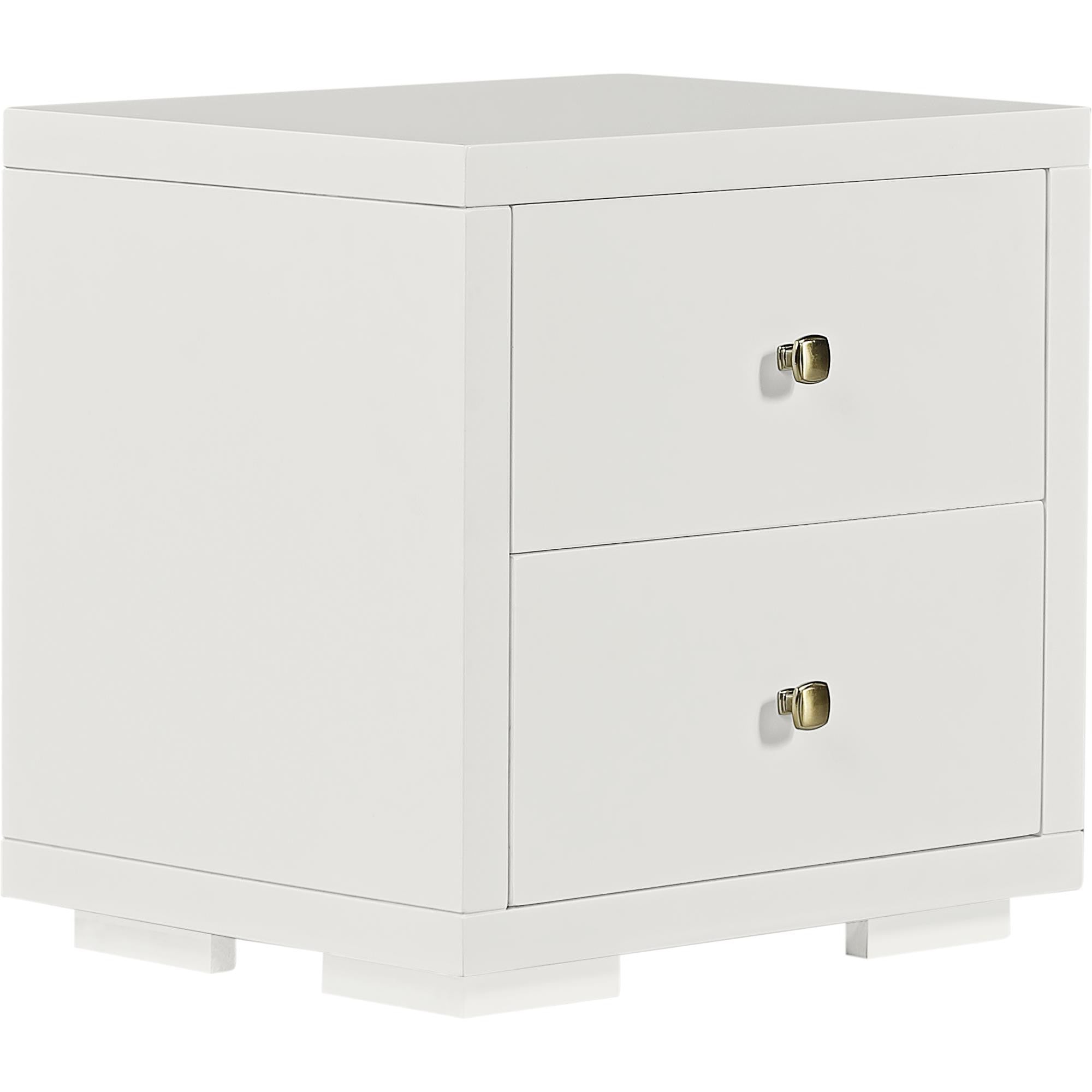 19" White Solid and Manufactured Wood Two Drawer Nightstand
