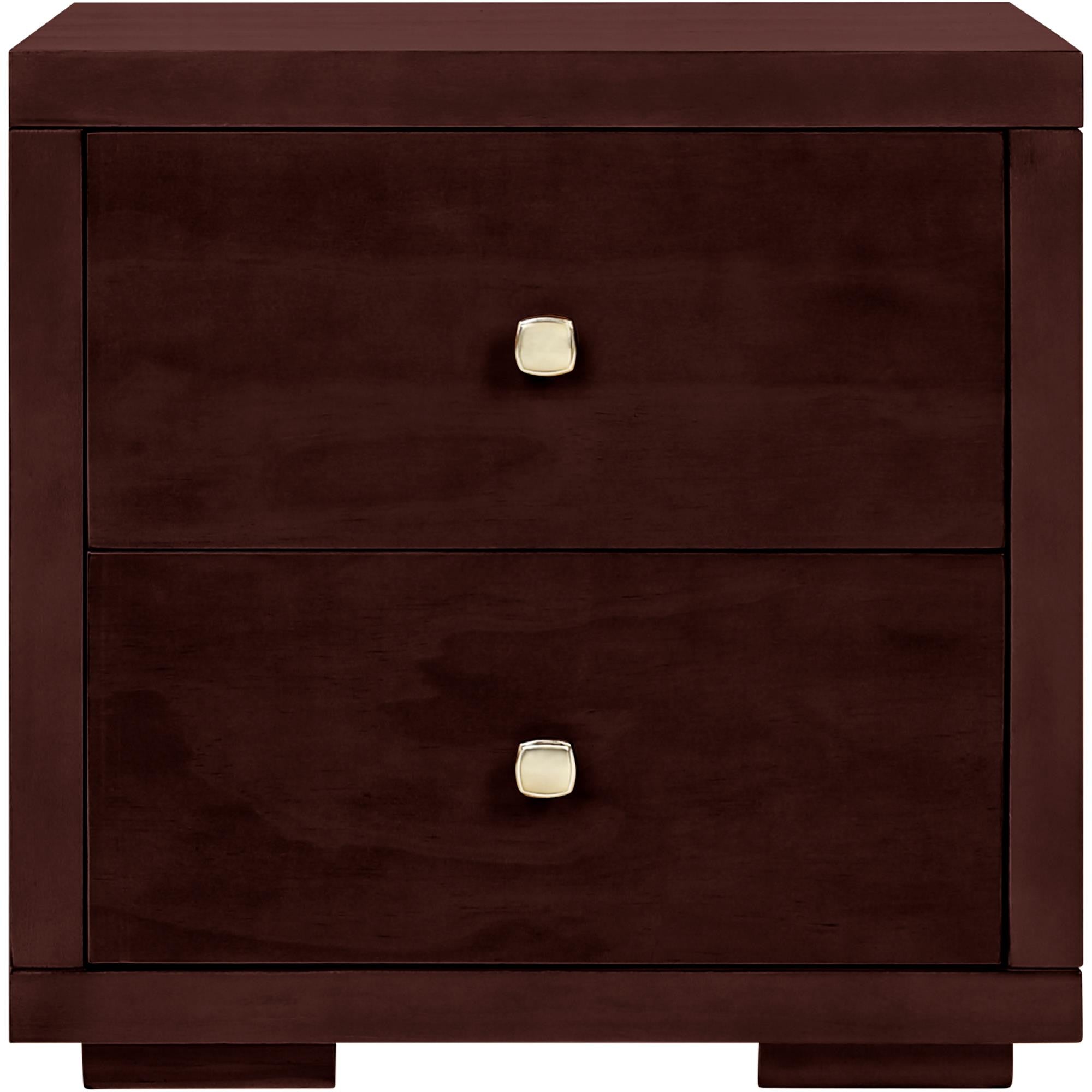 19" Espresso Solid and Manufactured Wood Two Drawer Nightstand