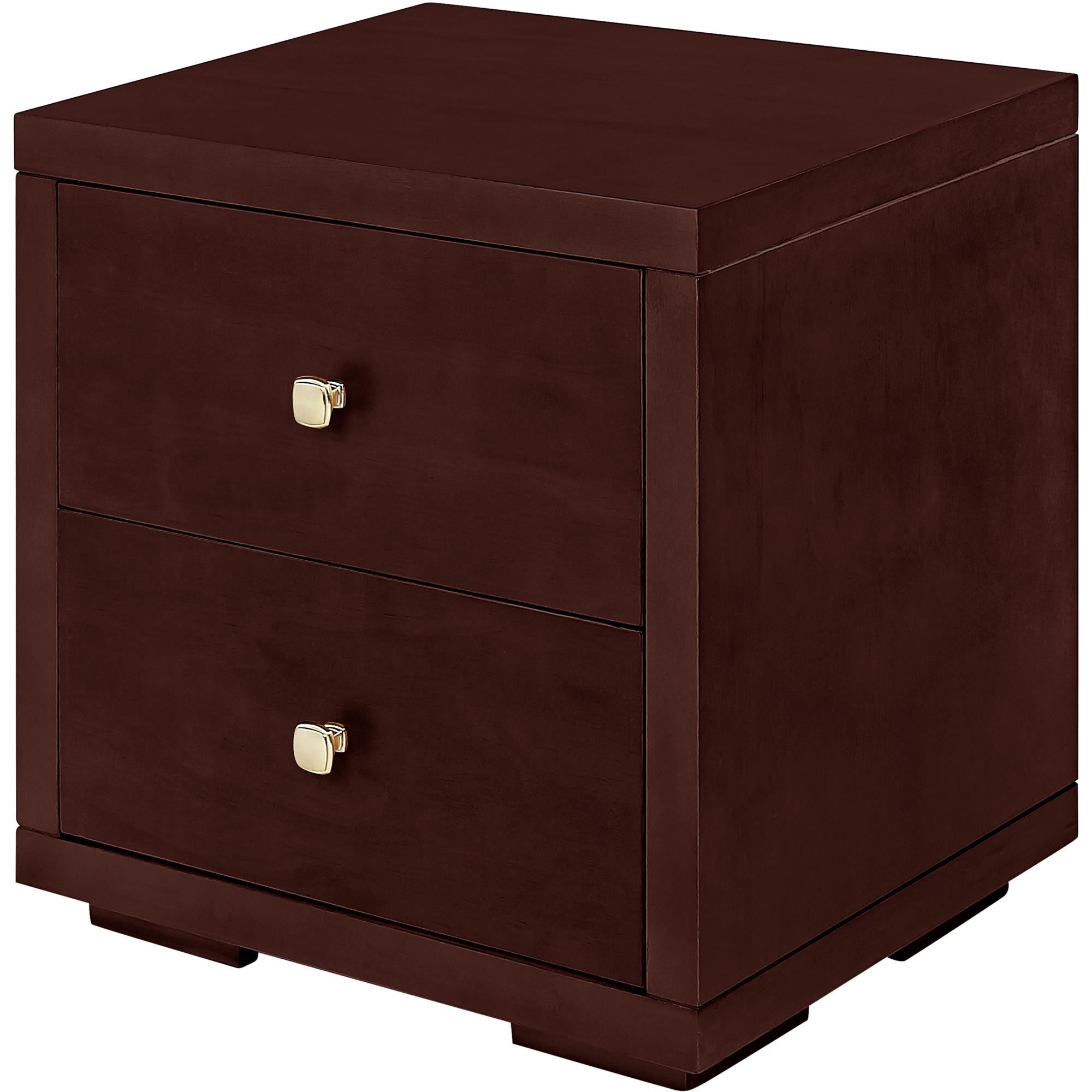 19" Espresso Solid and Manufactured Wood Two Drawer Nightstand