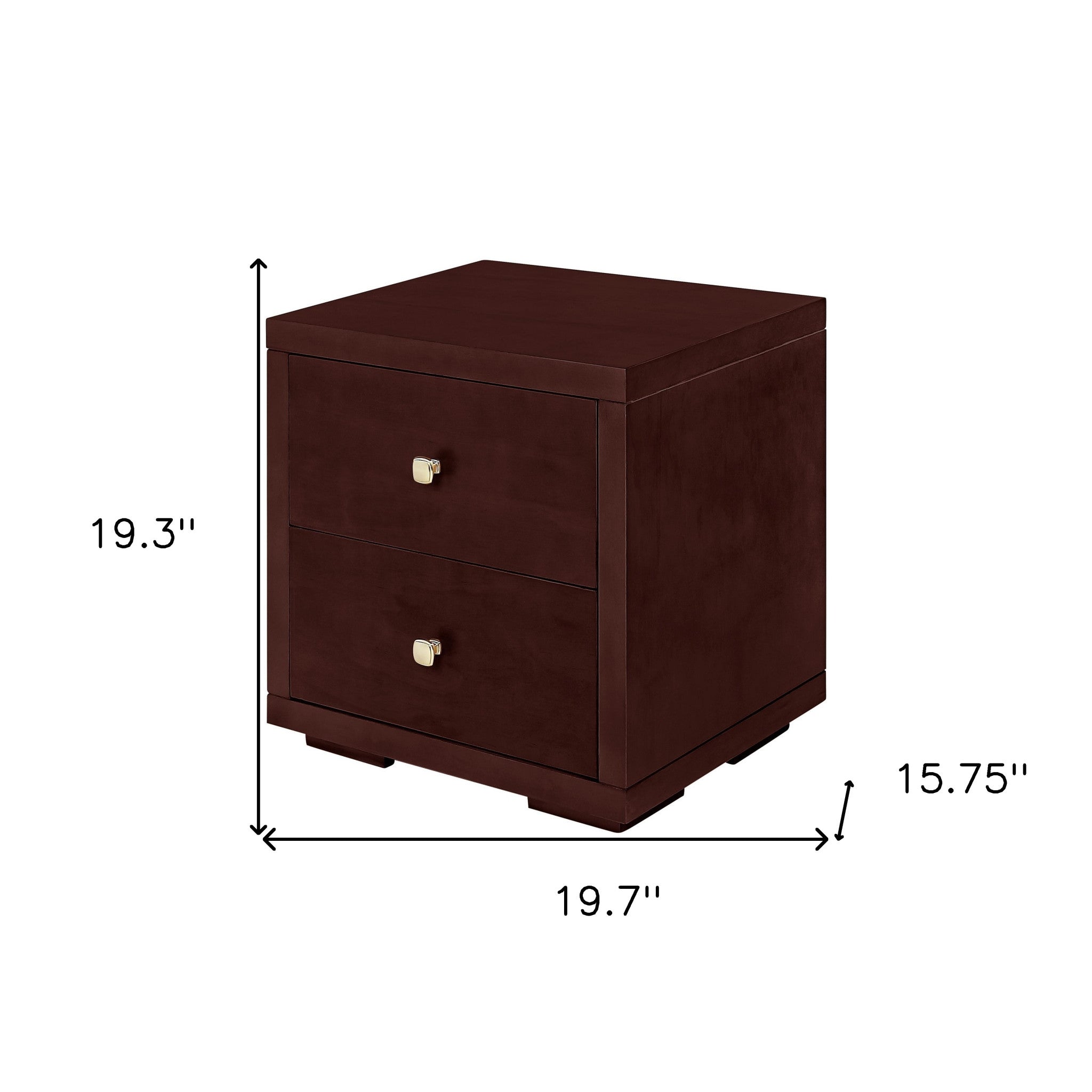 19" Espresso Solid and Manufactured Wood Two Drawer Nightstand