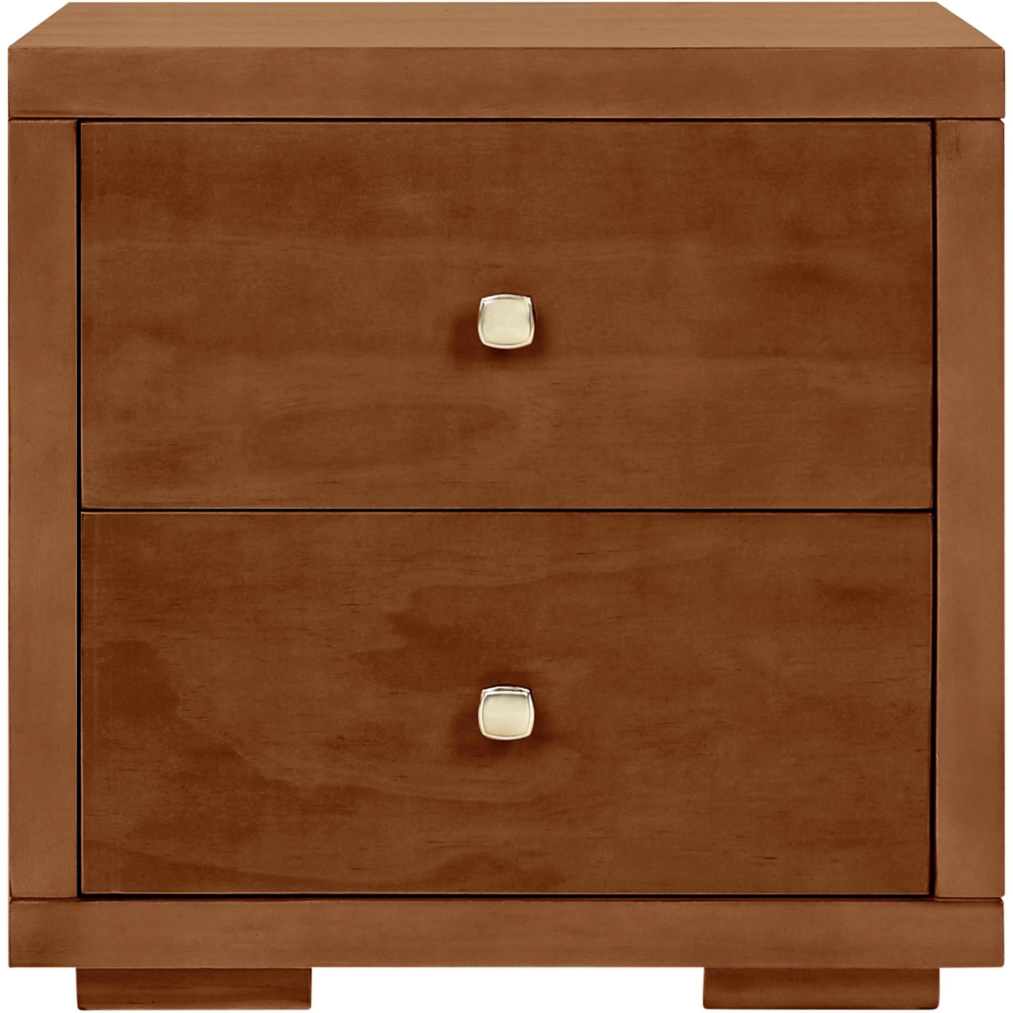 19" Brown Solid and Manufactured Wood Two Drawer Nightstand