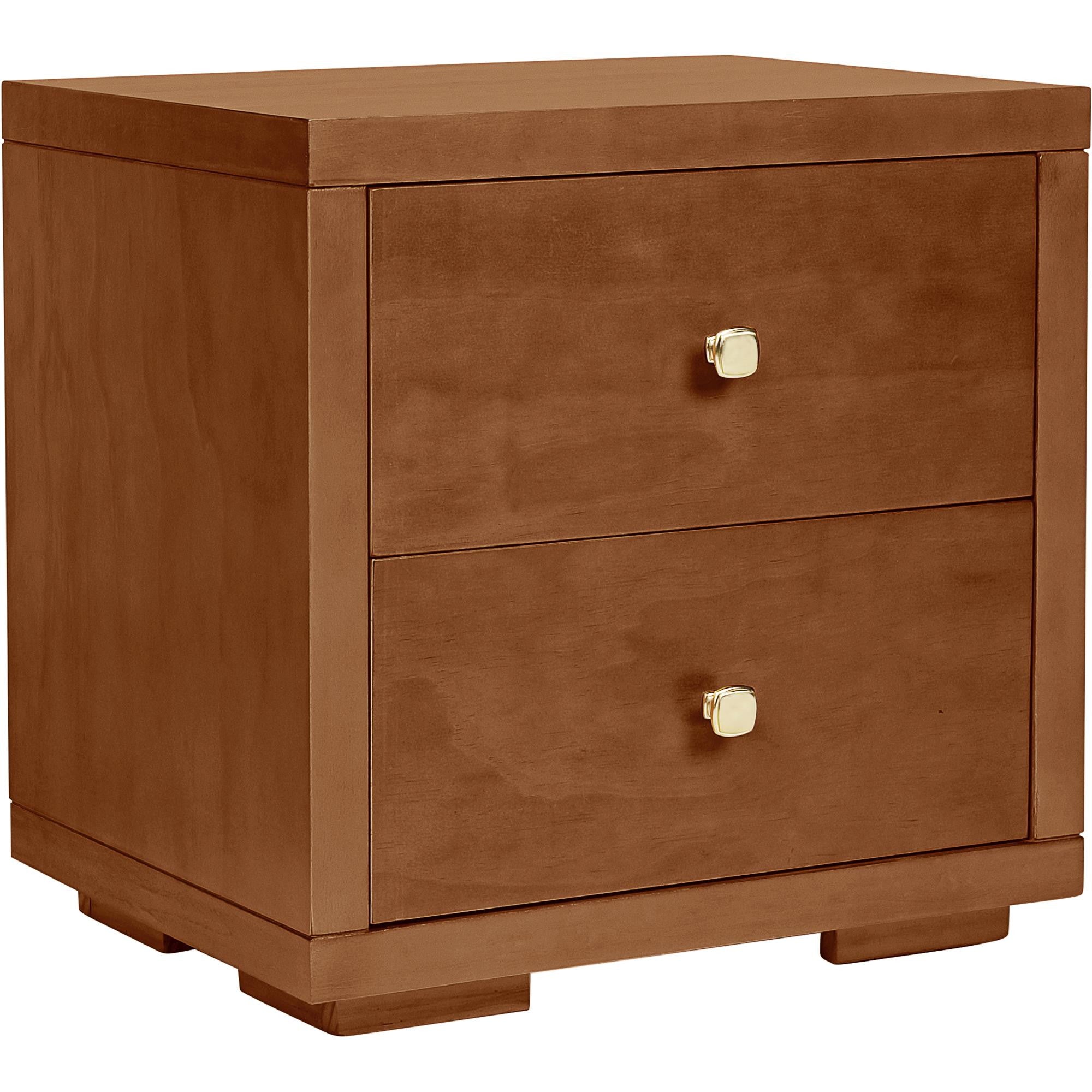 19" Brown Solid and Manufactured Wood Two Drawer Nightstand