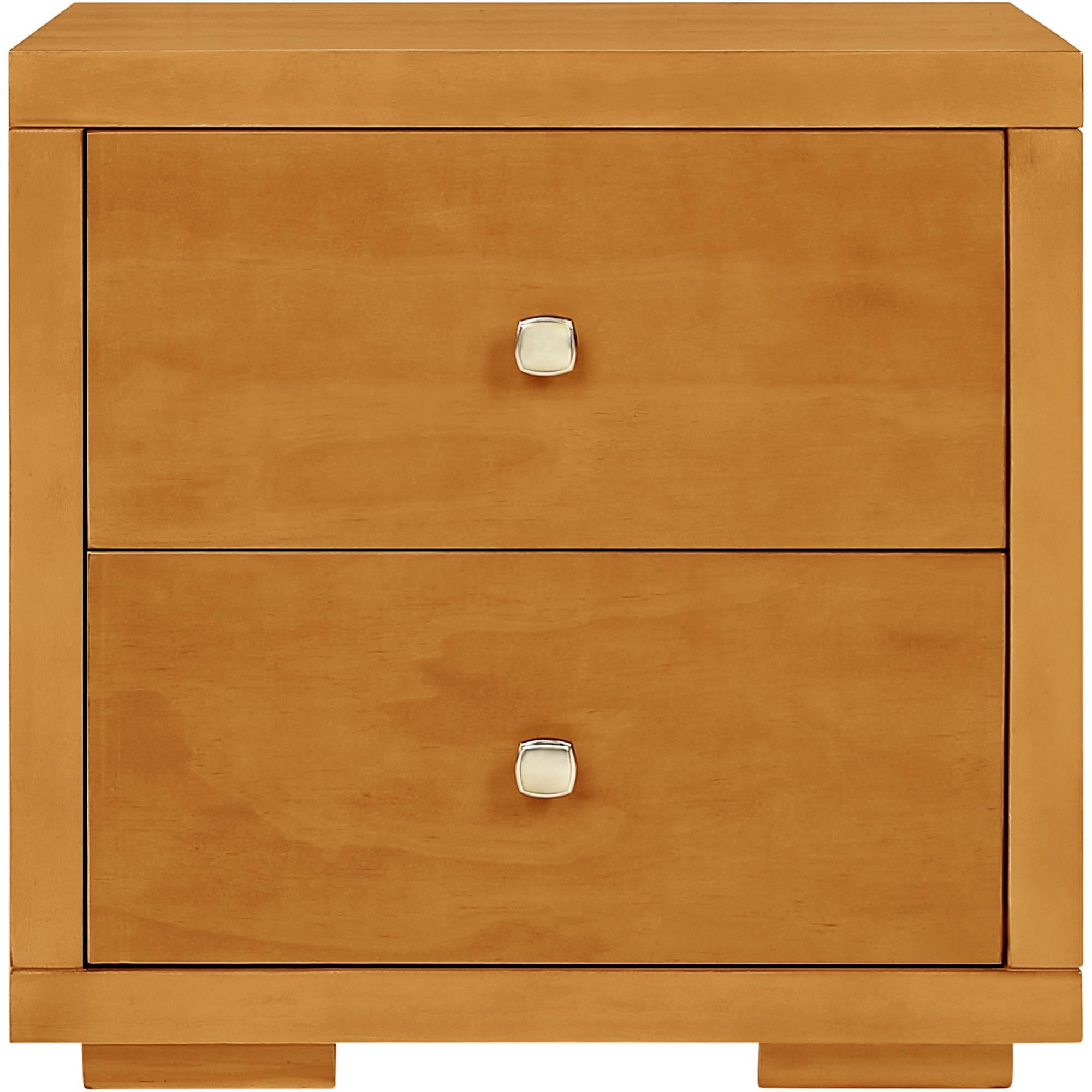 19" Oak Solid and Manufactured Wood Two Drawer Nightstand