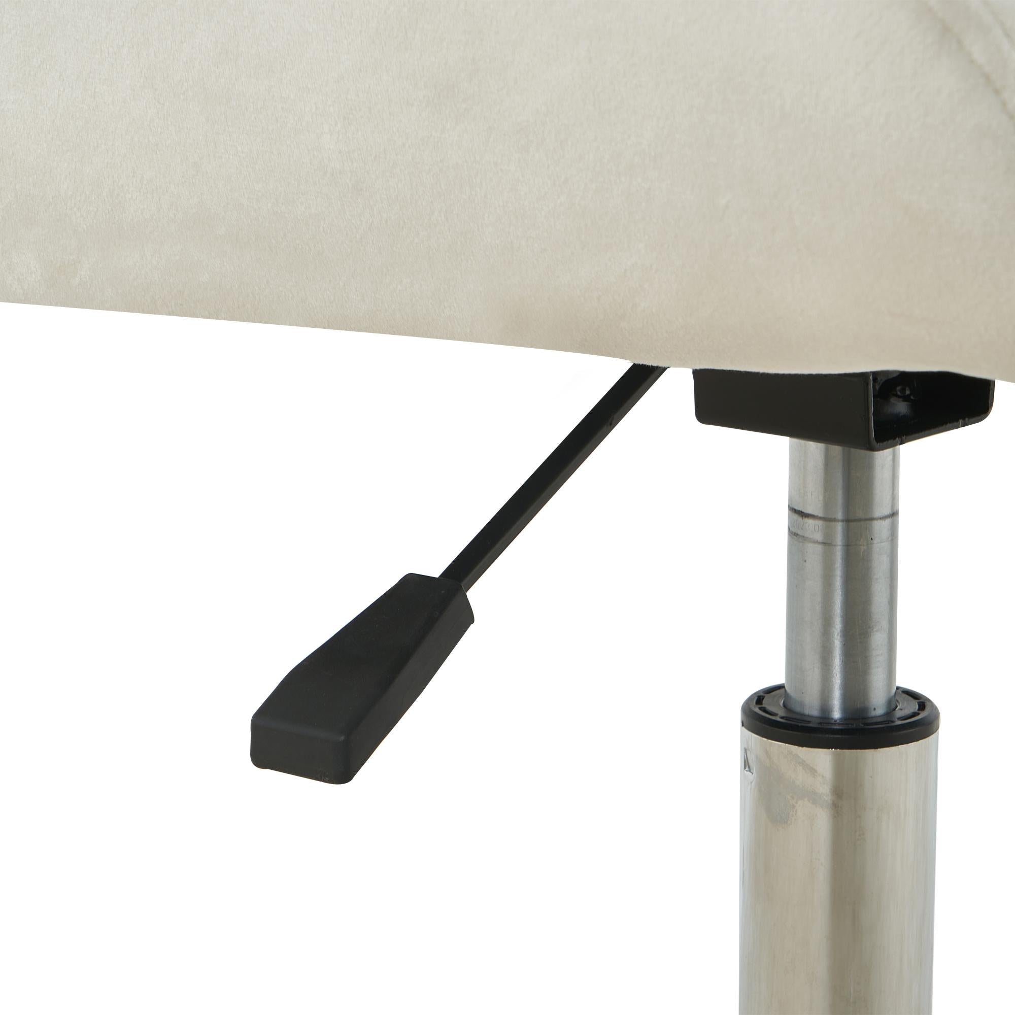Ivory Tufted Velvet Swivel Adjustable Height Office Desk Chair