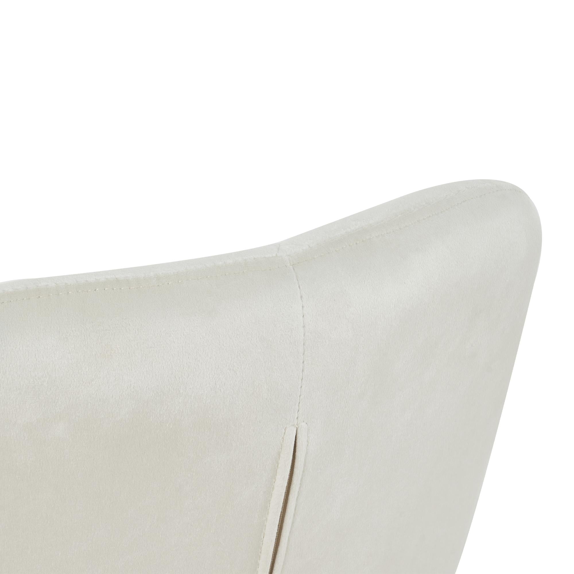 Ivory Tufted Velvet Swivel Adjustable Height Office Desk Chair