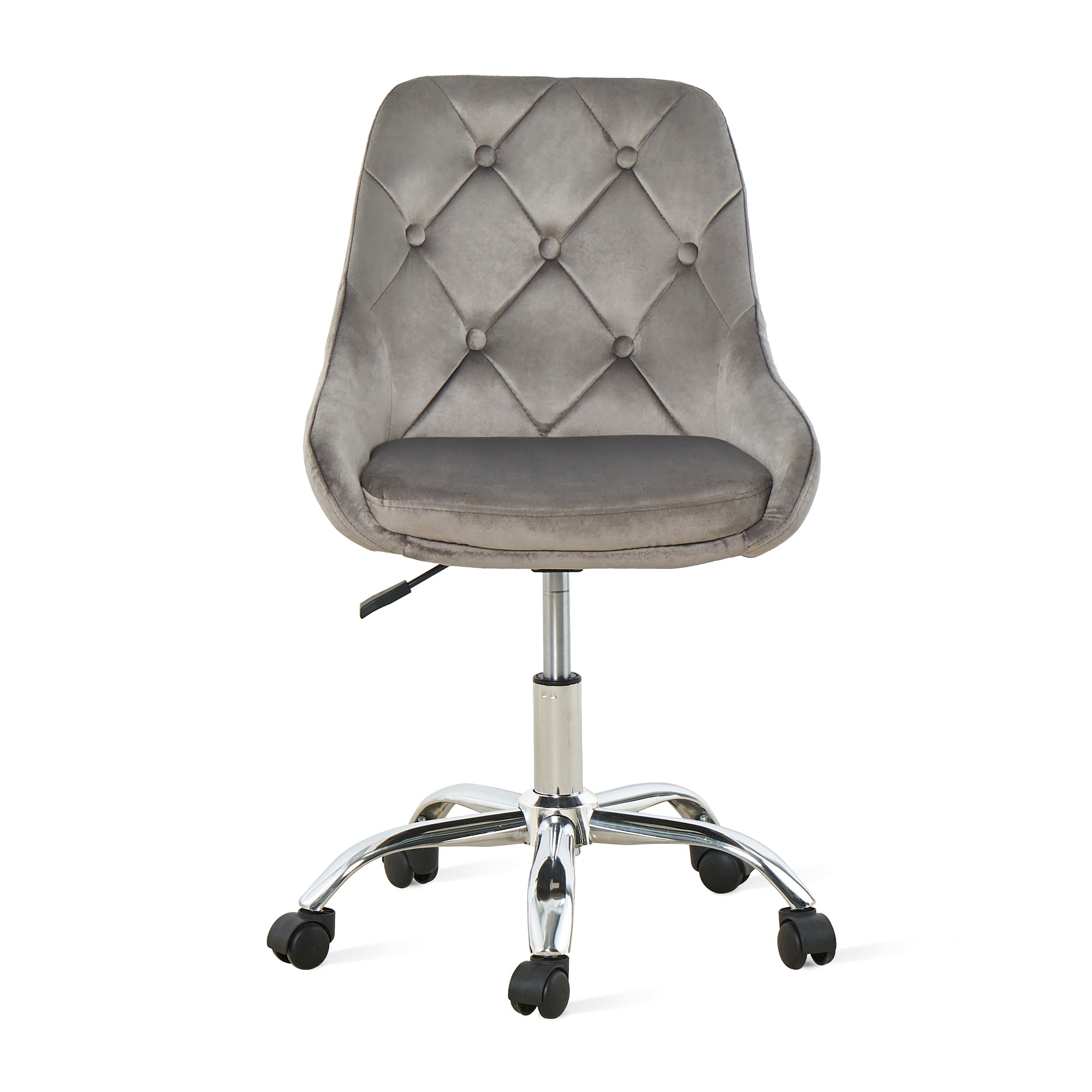 Gray Tufted Velvet Swivel Adjustable Height Office Desk Chair