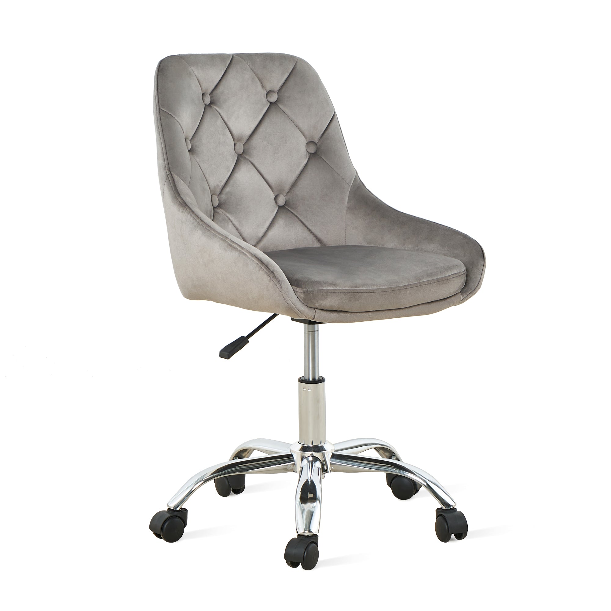 Gray Tufted Velvet Swivel Adjustable Height Office Desk Chair