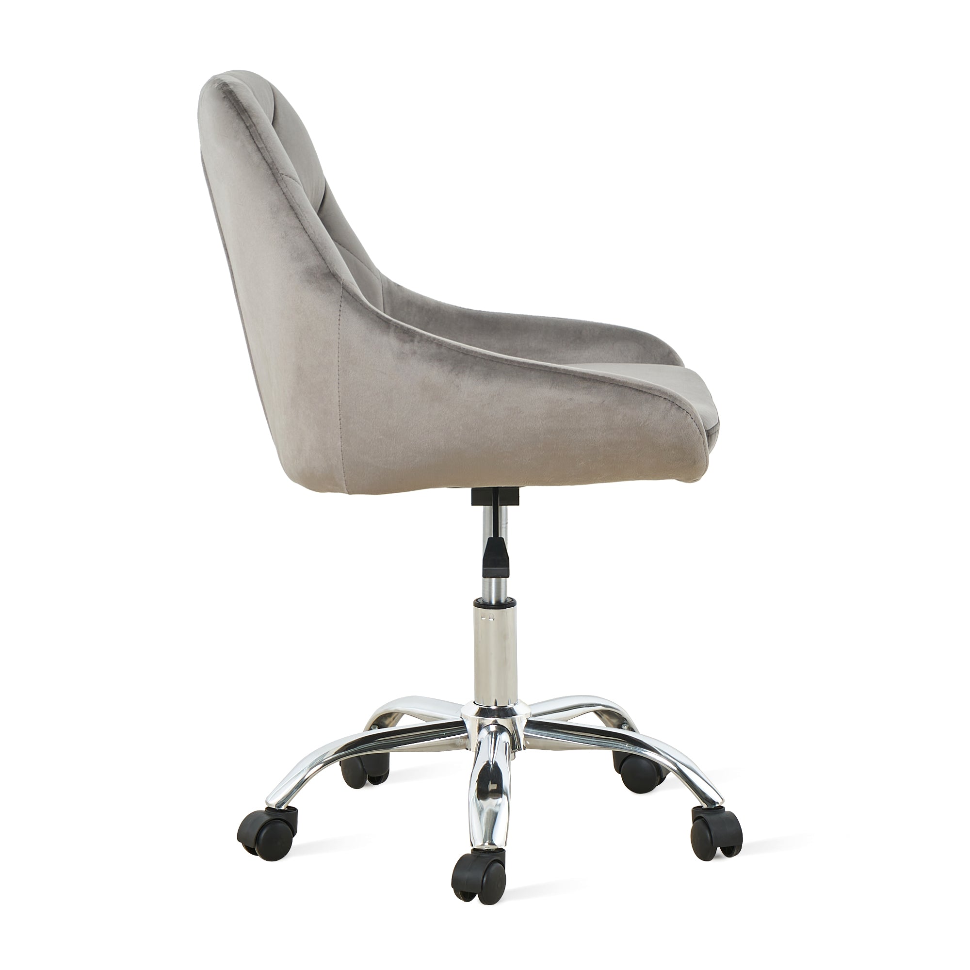 Gray Tufted Velvet Swivel Adjustable Height Office Desk Chair