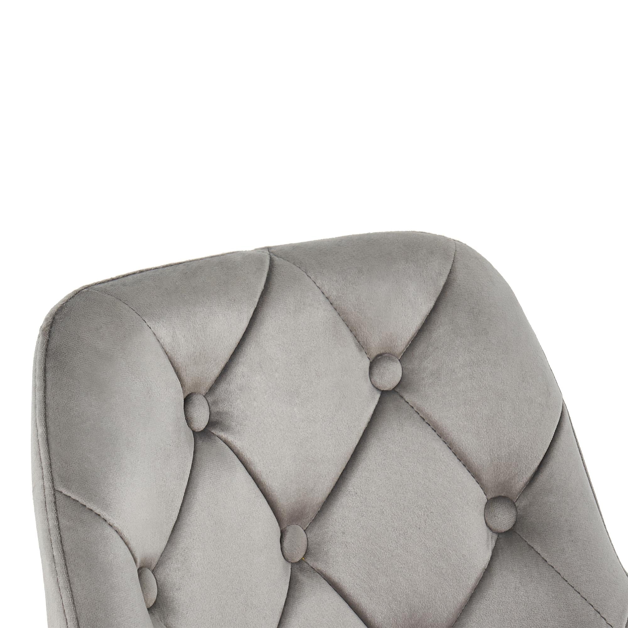 Gray Tufted Velvet Swivel Adjustable Height Office Desk Chair