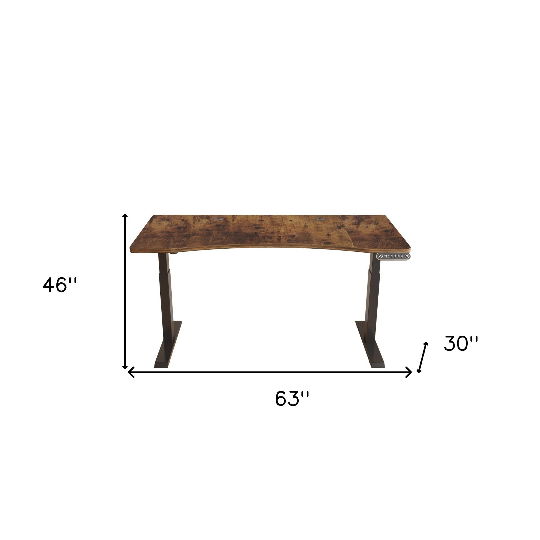 Adjustable Brown and Black Wood and Stainless Steel Rolling Standing Desk