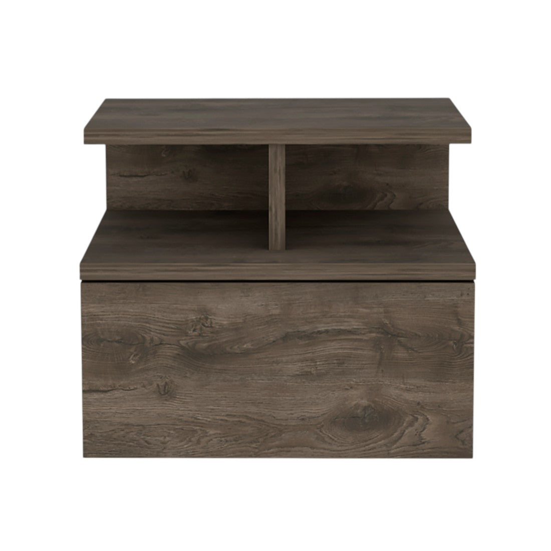14" Brown Wood One Drawer Floating Nightstand