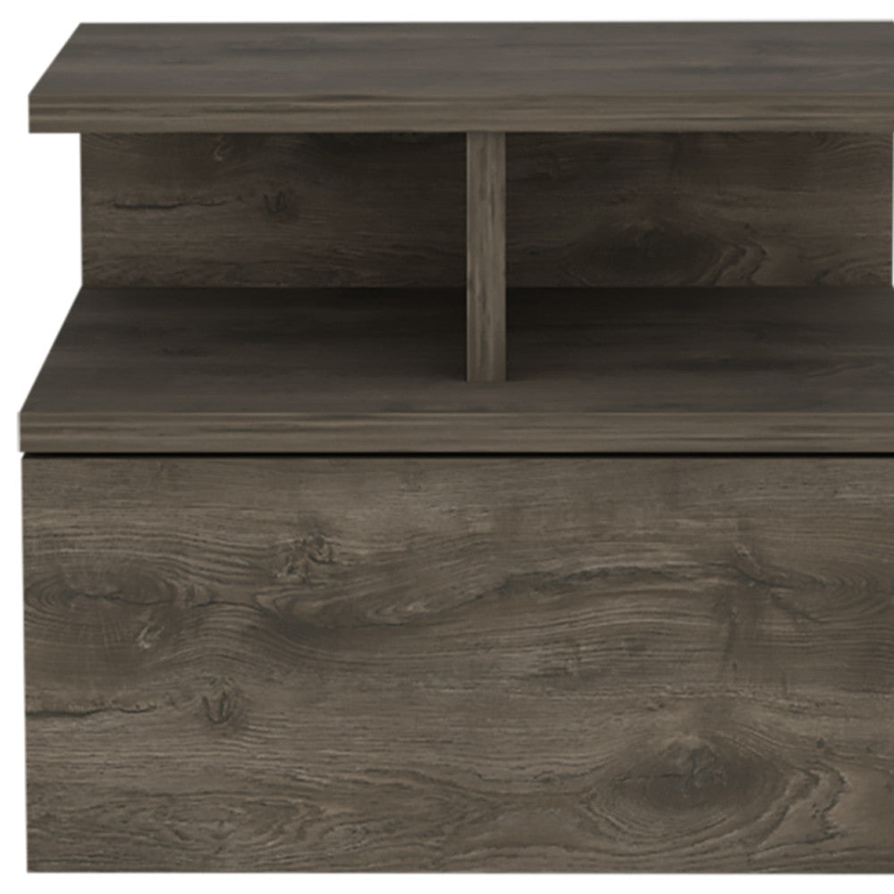 14" Brown Wood One Drawer Floating Nightstand