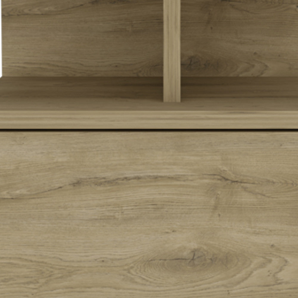 12" Beige Wood One Drawer Nightstand