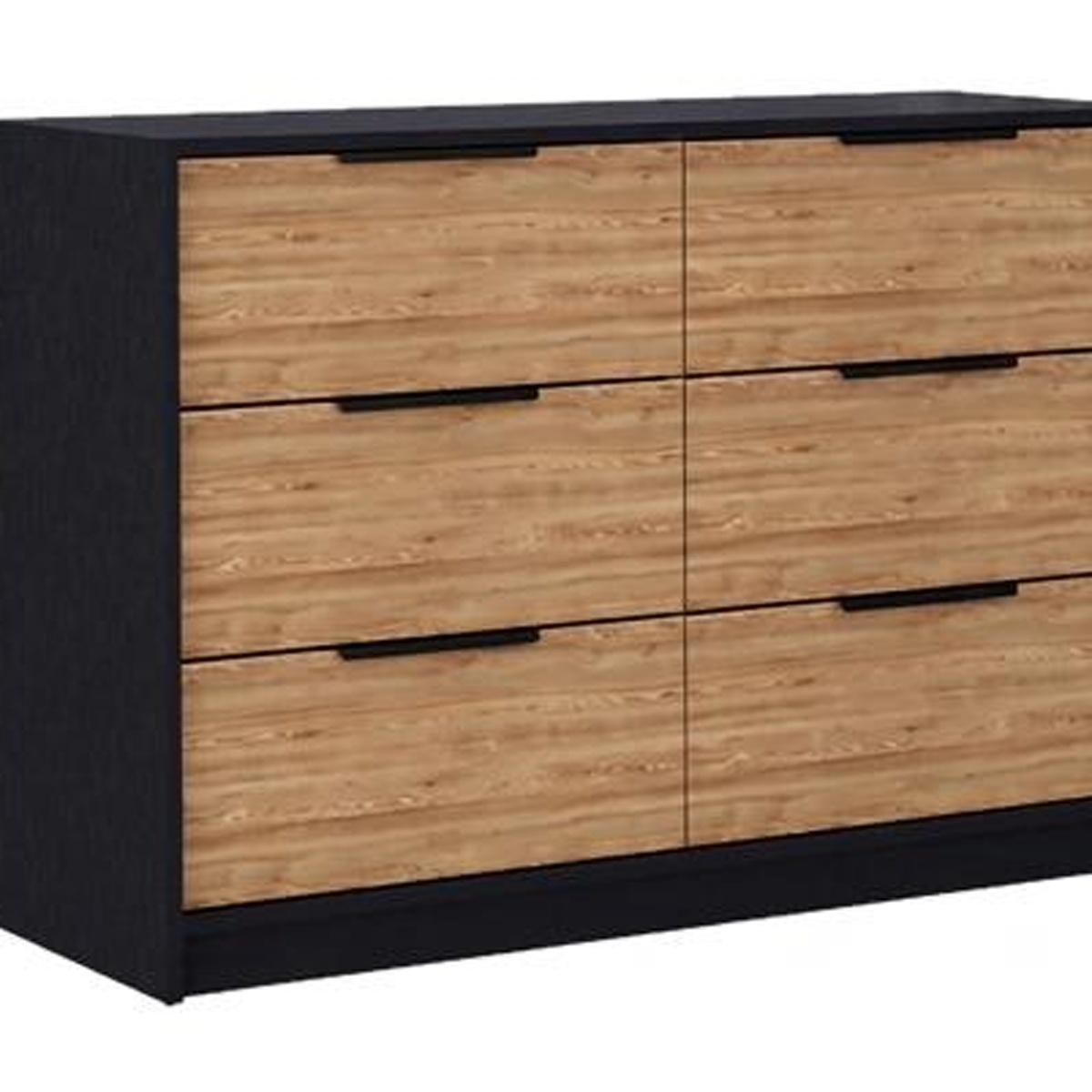 Two Piece Black And Brown Bedroom Set With Mirror