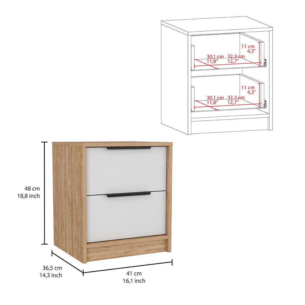 47" White Wood Two Drawer Dresser