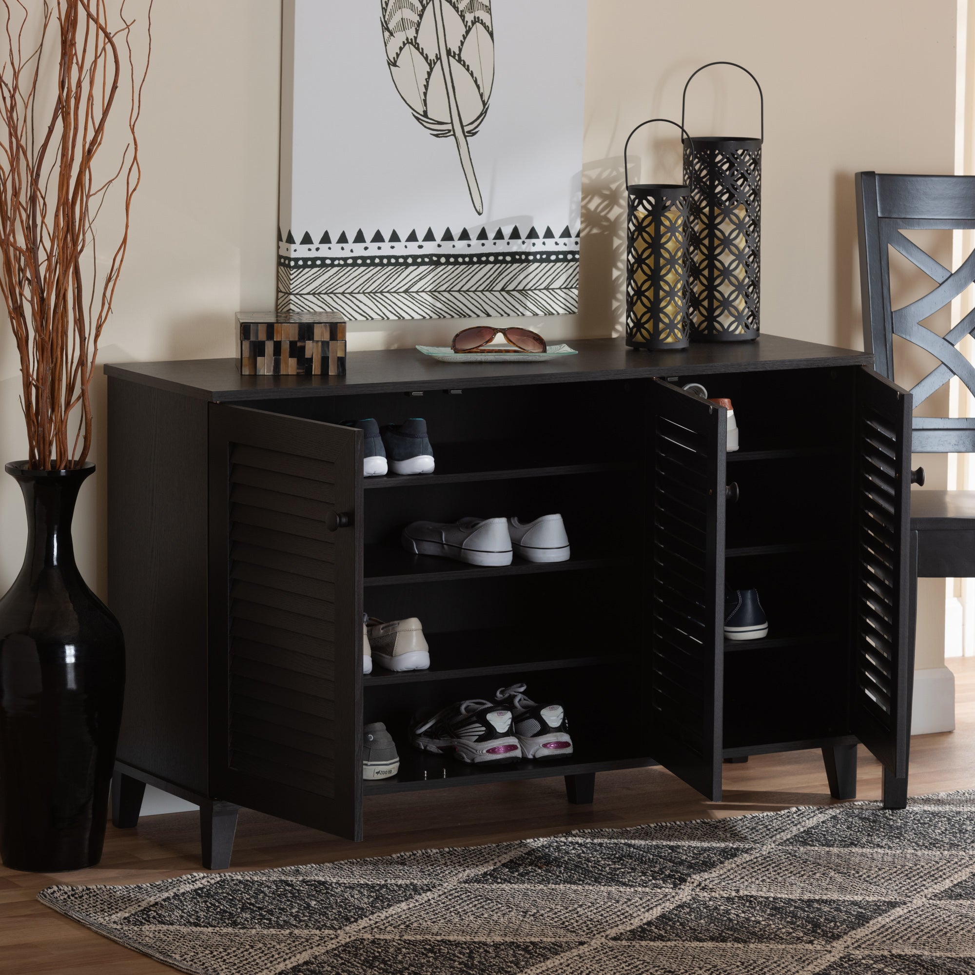 Baxton Studio Warren Espresso Shoe-Storage Cabinet