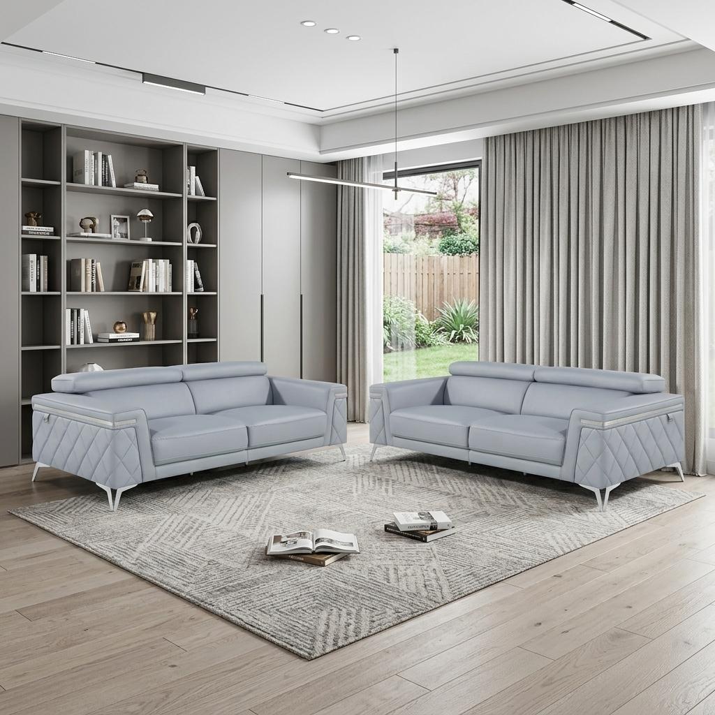 Two Piece Blue Four Person Seating Set