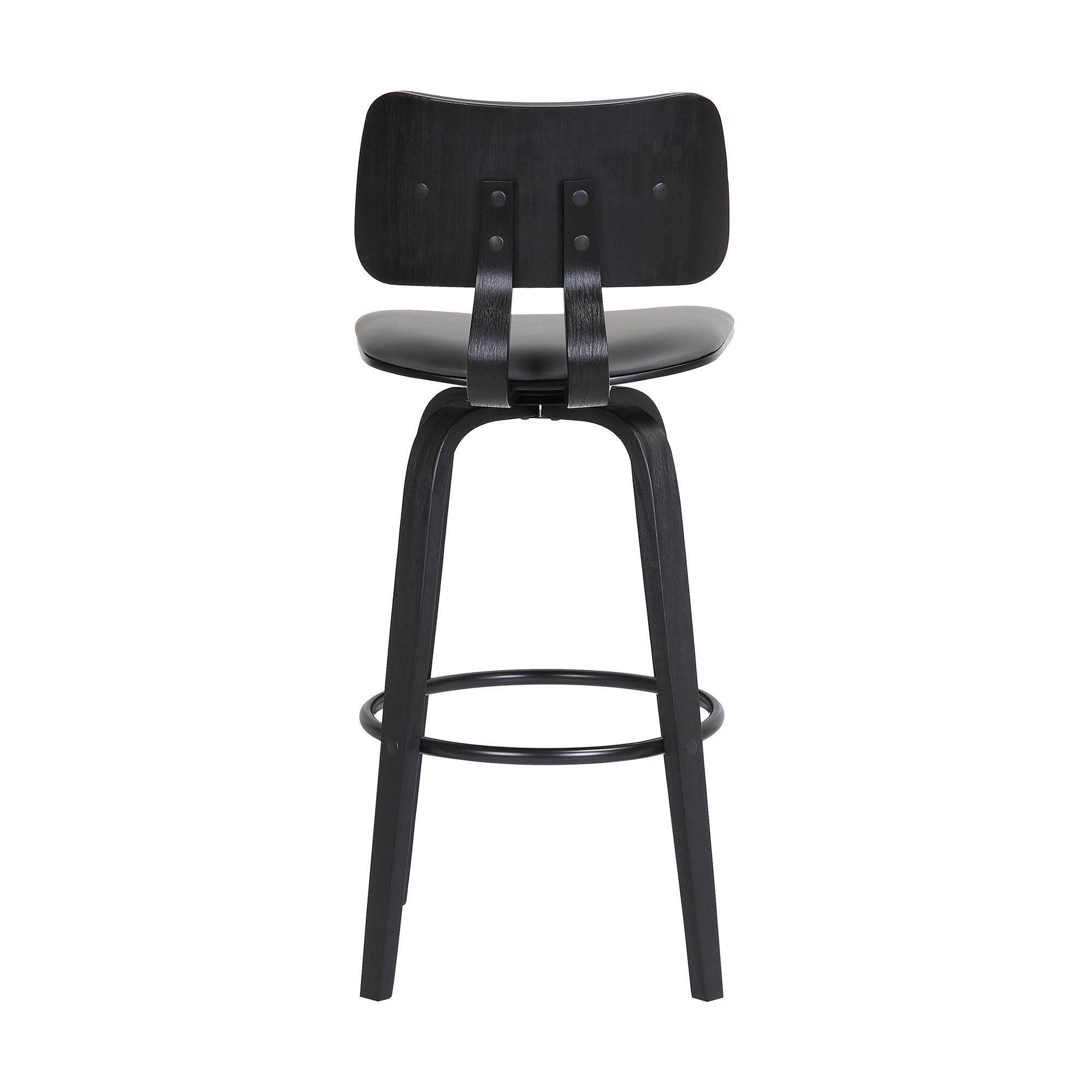 26" Gray And Black Faux Leather Swivel Low Back Counter Height Bar Chair