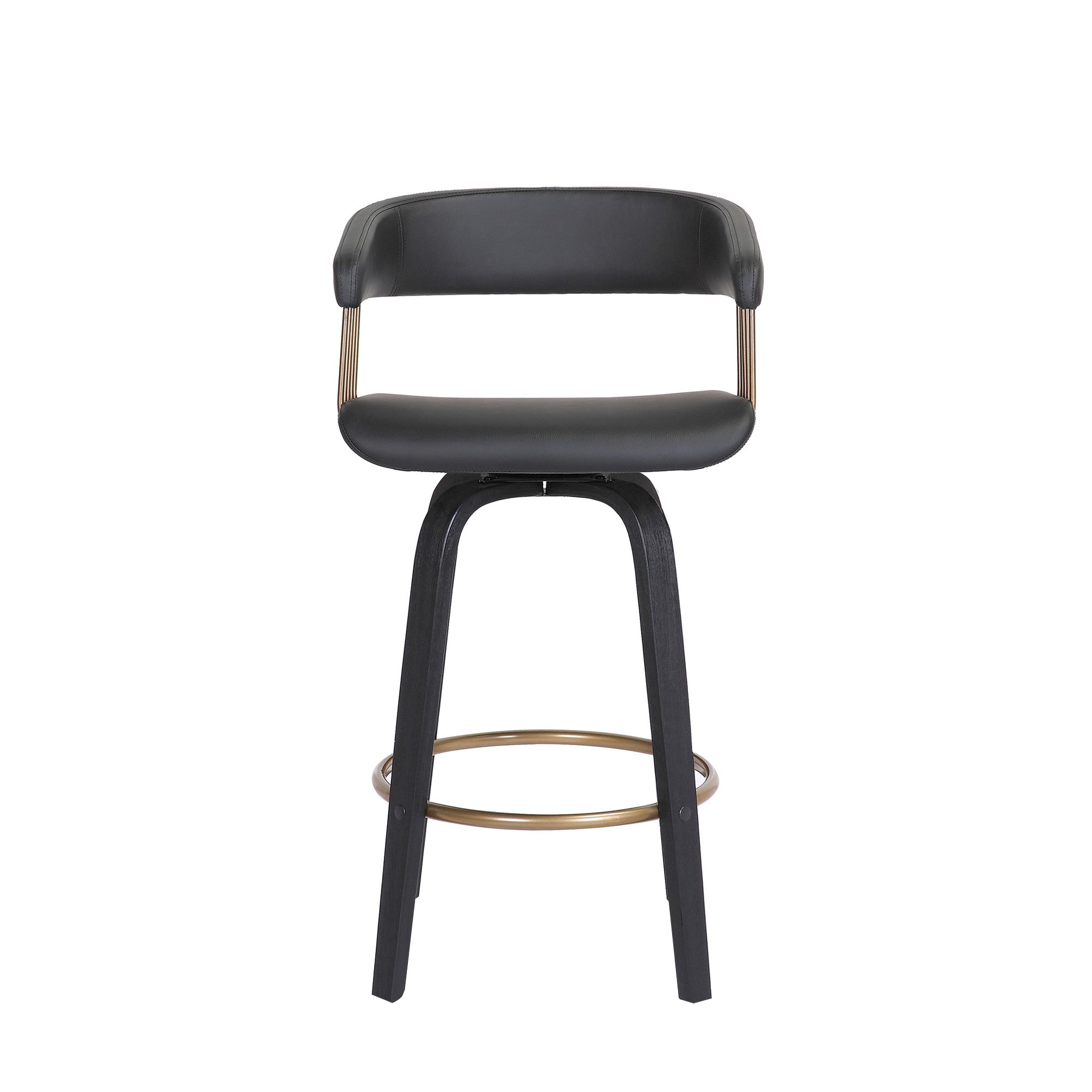26" Black Faux Leather Swivel Counter Height Bar Chair