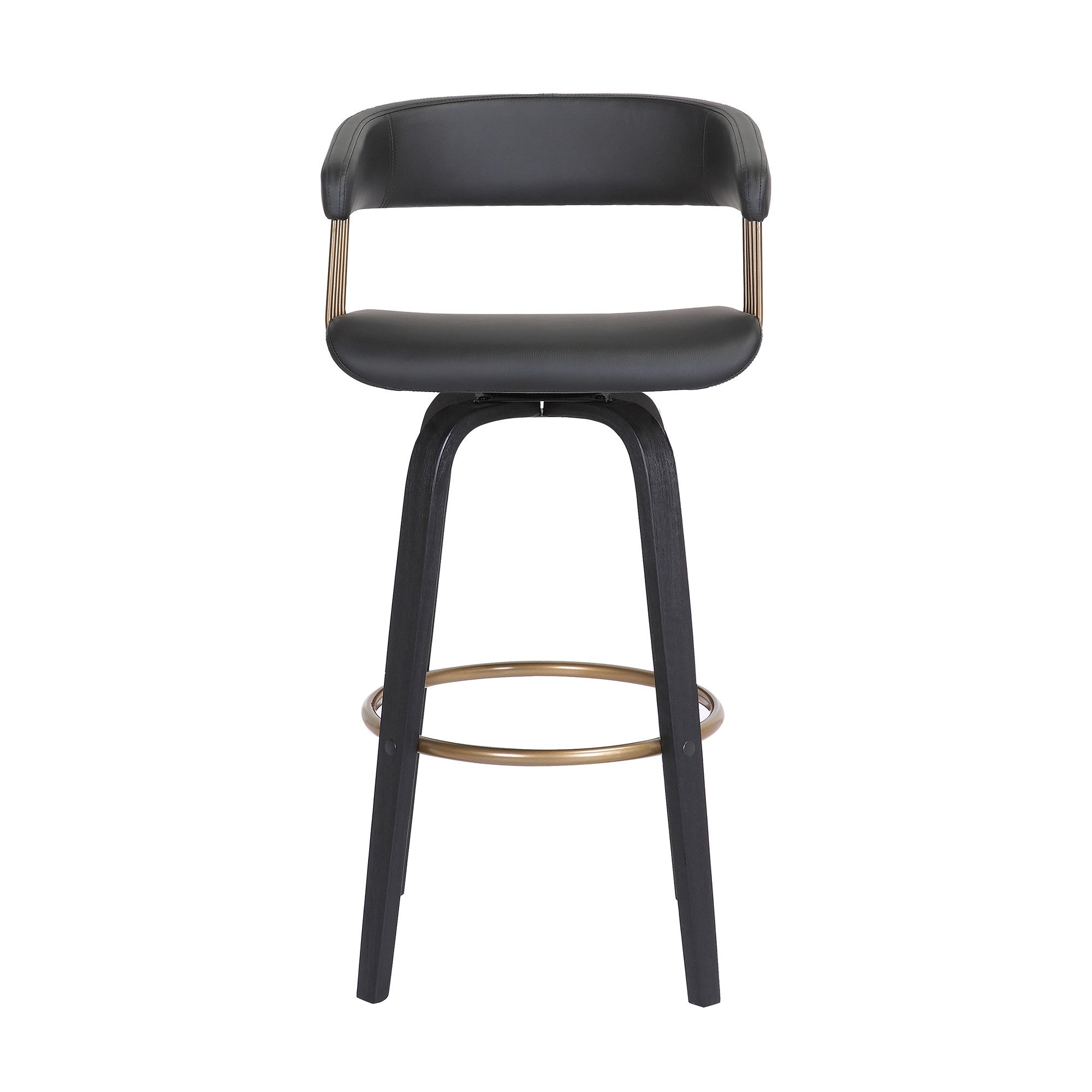31" Black Faux Leather Swivel Bar Height Bar Chair