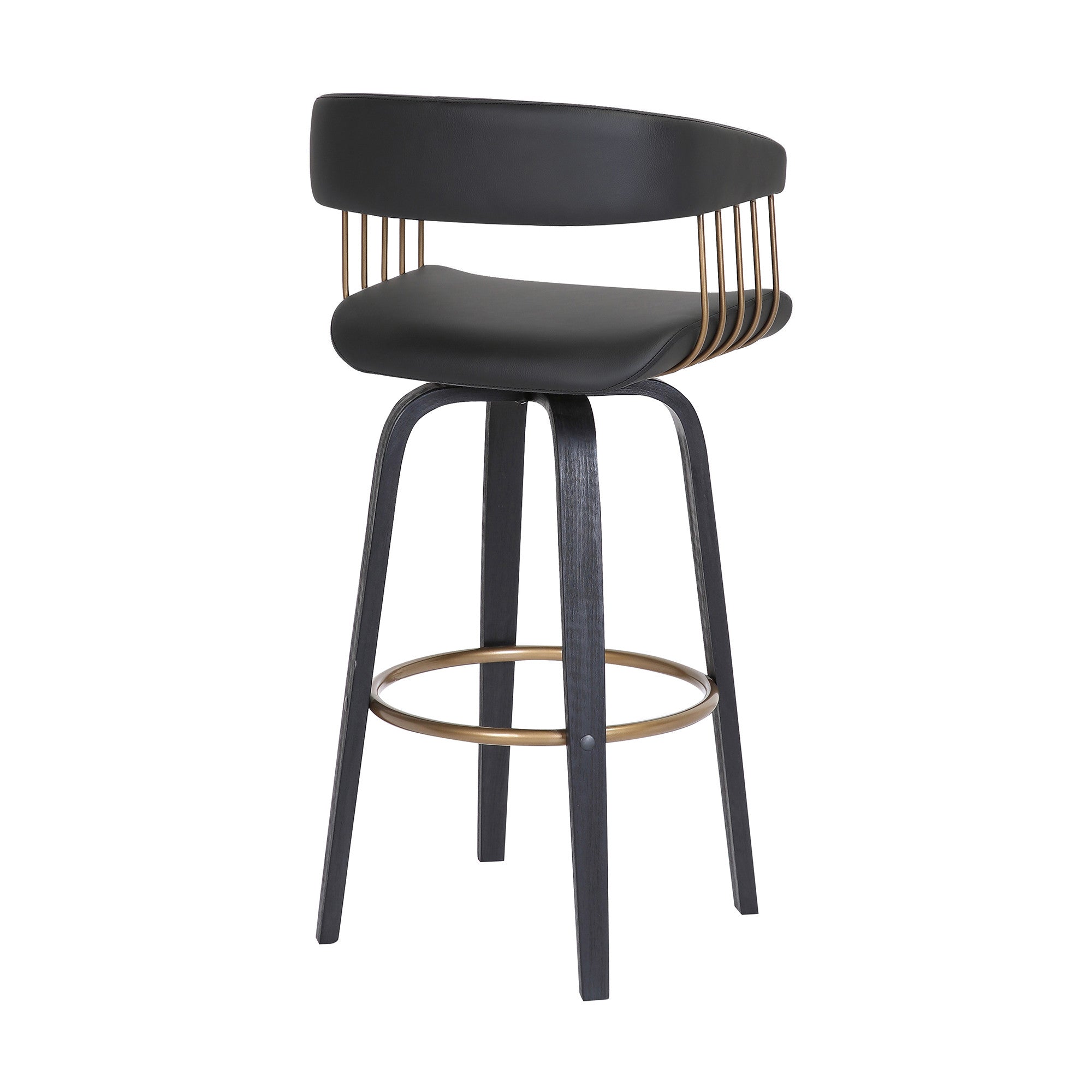 31" Black Faux Leather Swivel Bar Height Bar Chair