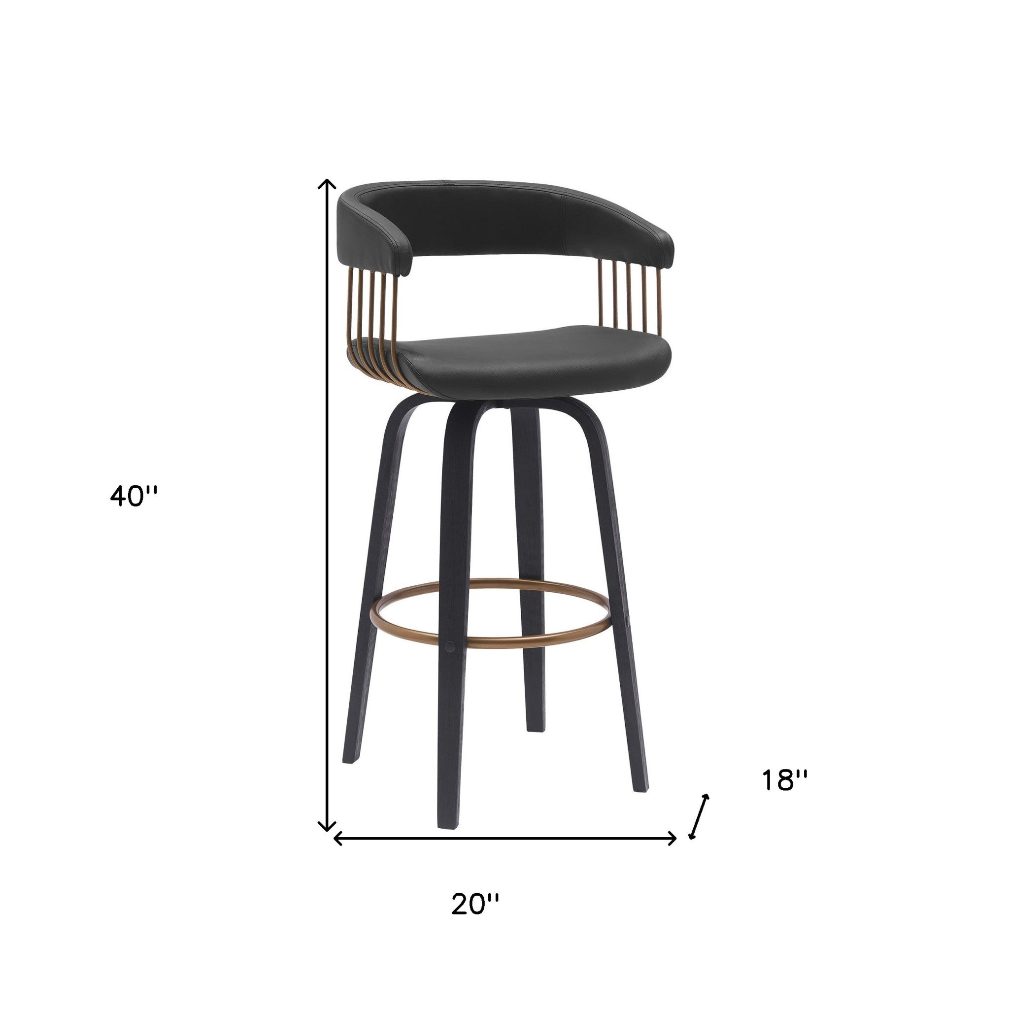31" Black Faux Leather Swivel Bar Height Bar Chair