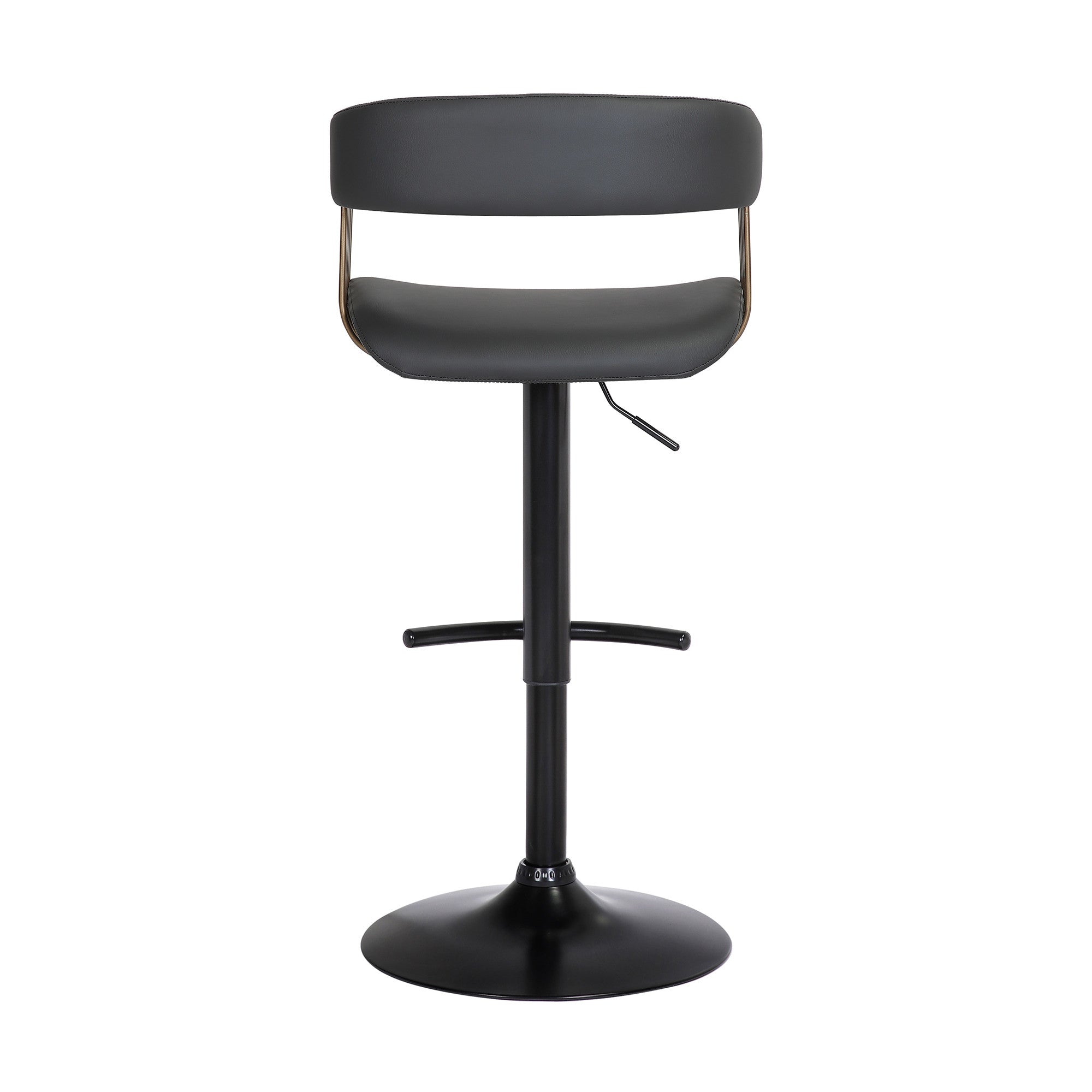 Black Faux Leather And Metal Swivel Adjustable Height Bar Chair