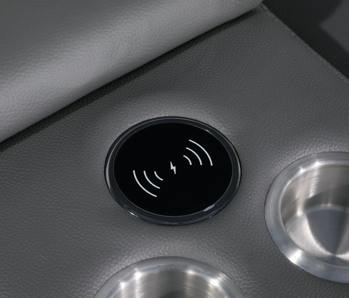 Gray Italian Leather Modular L Shaped Eight Piece Corner Sectional With Console