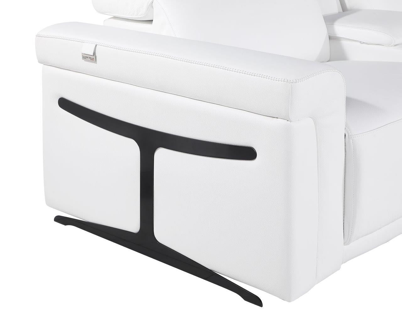 White Italian Leather Modular L Shaped Eight Piece Corner Sectional With Console