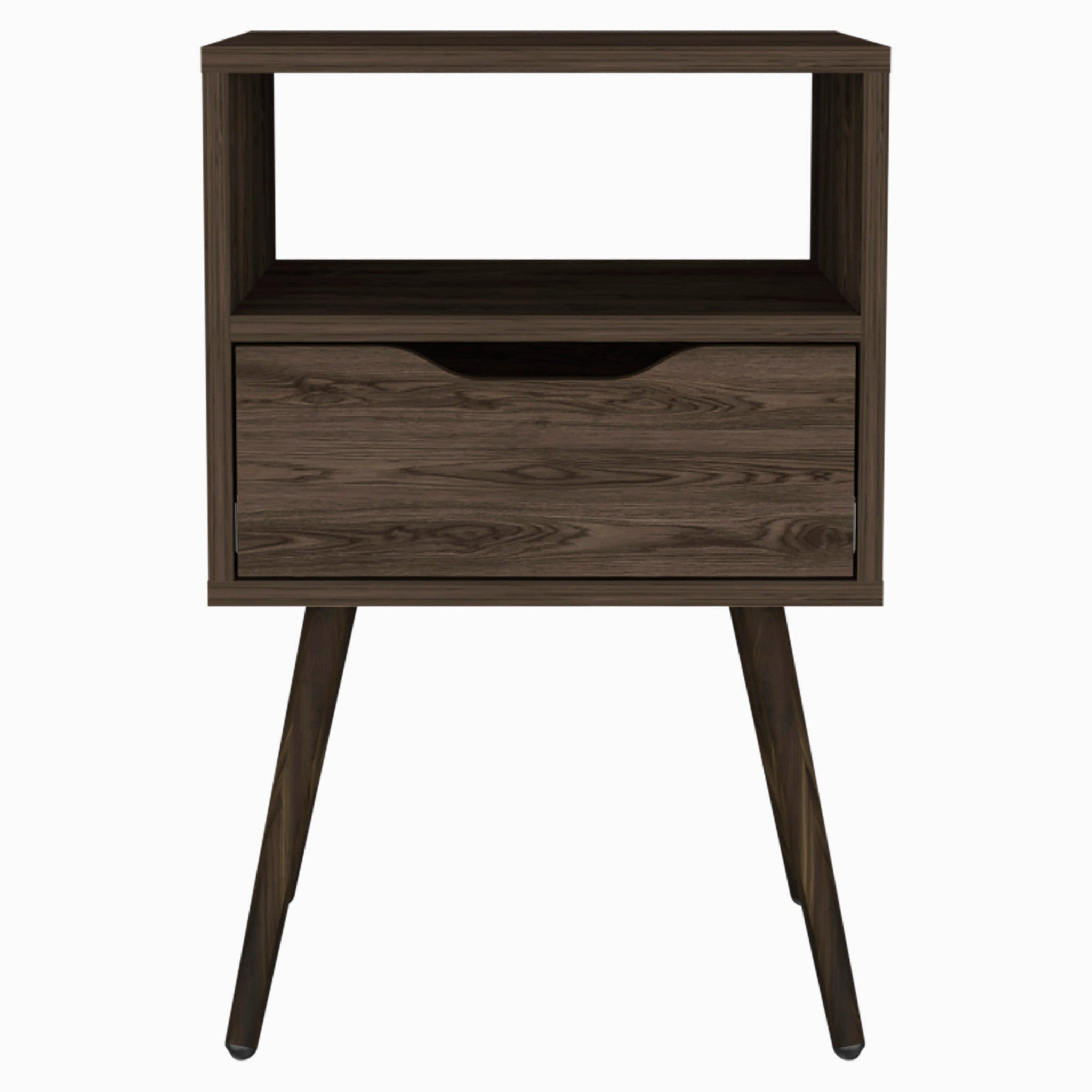 25" Brown Wood One Drawer Nightstand