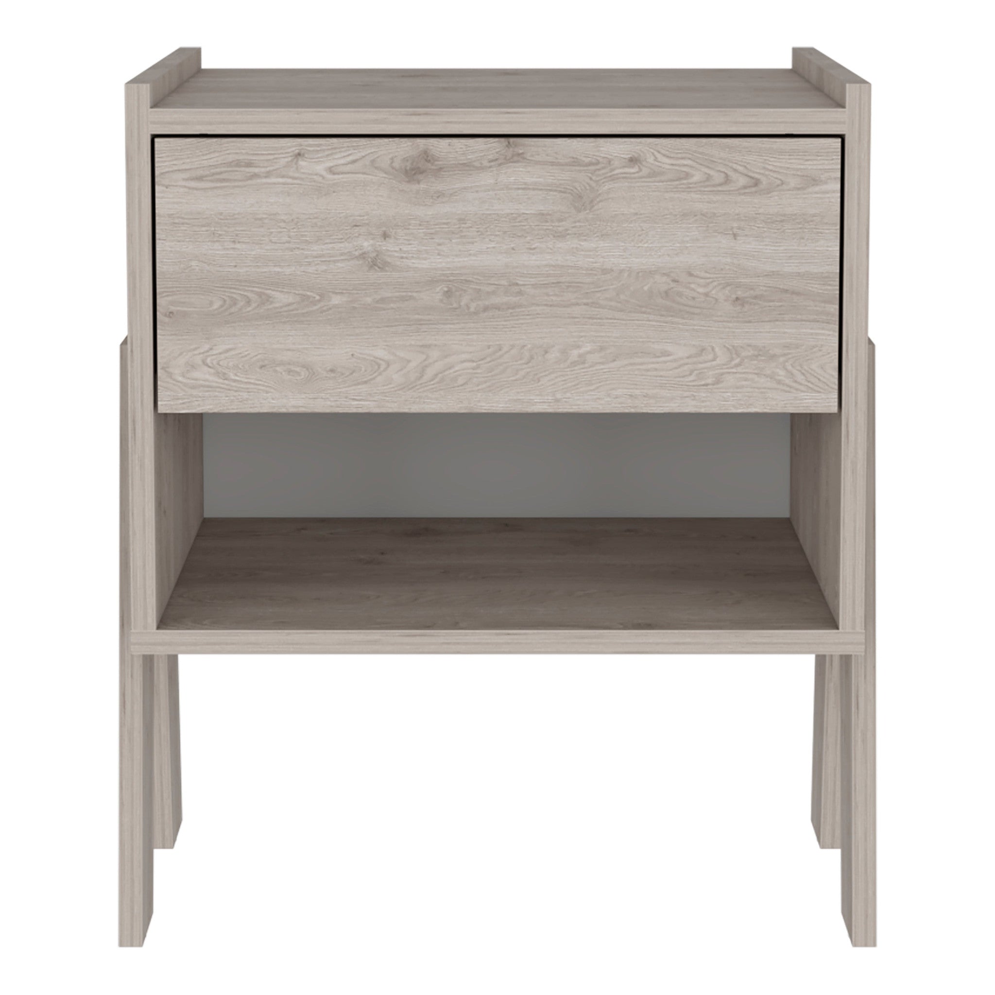 22" Light Gray Wood One Drawer Nightstand