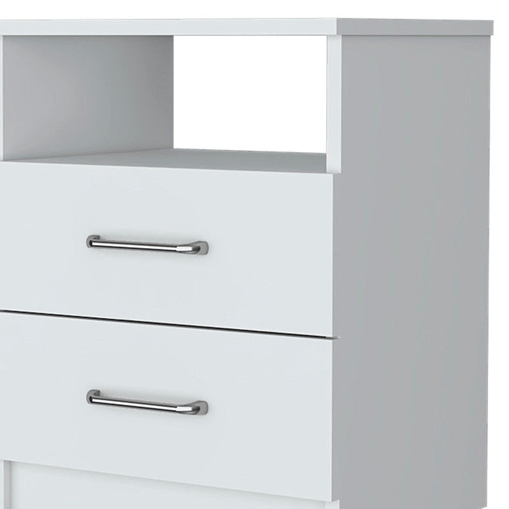 20" White Wood Two Drawer Nightstand