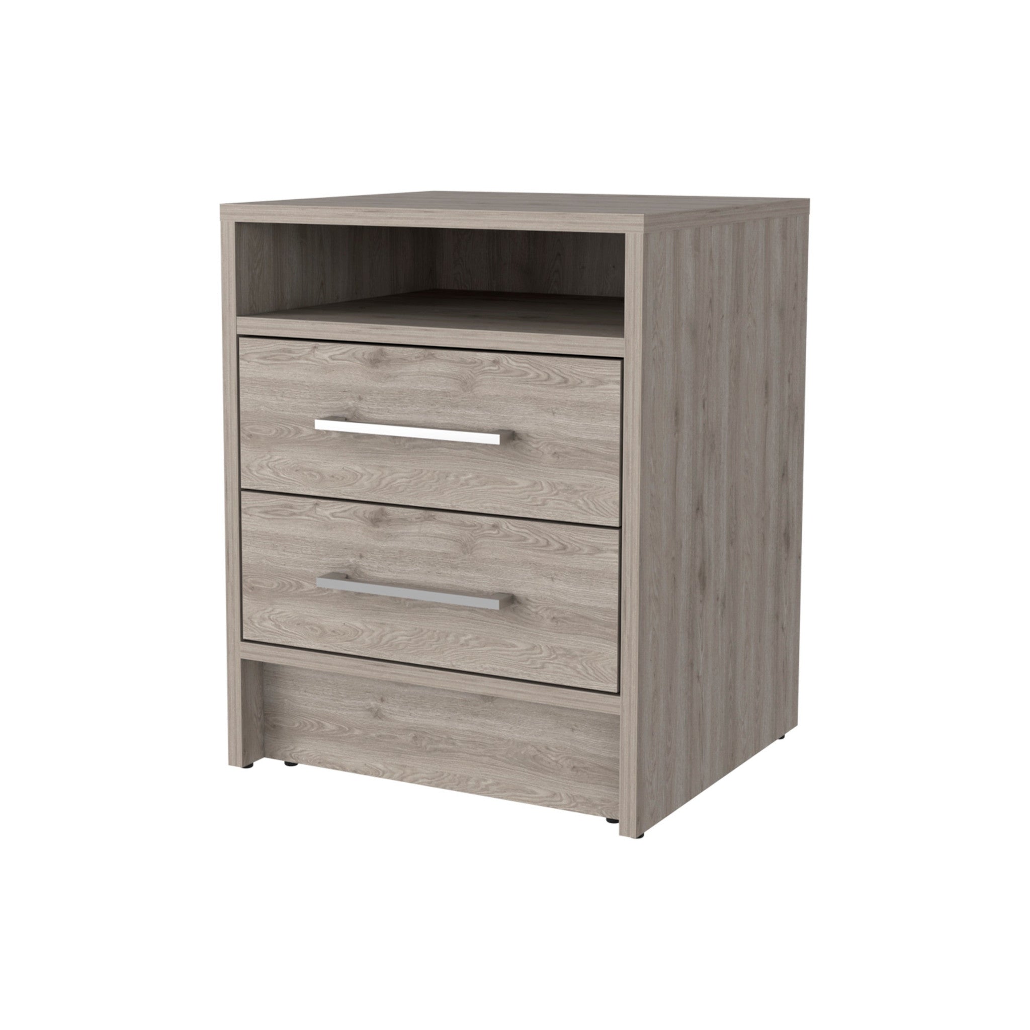20" Light Gray Wood Two Drawer Nightstand