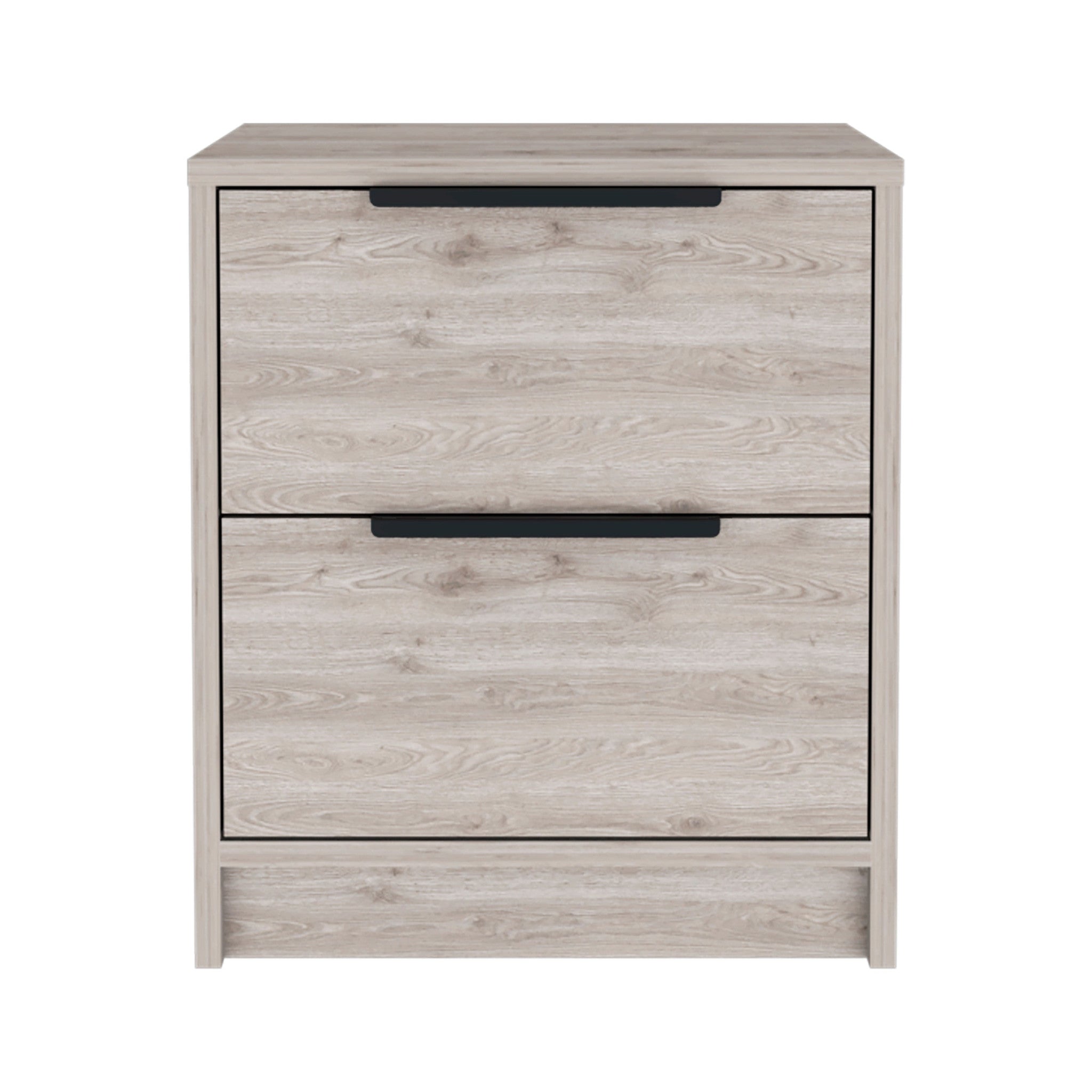 19" Light Gray Wood Two Drawer Nightstand