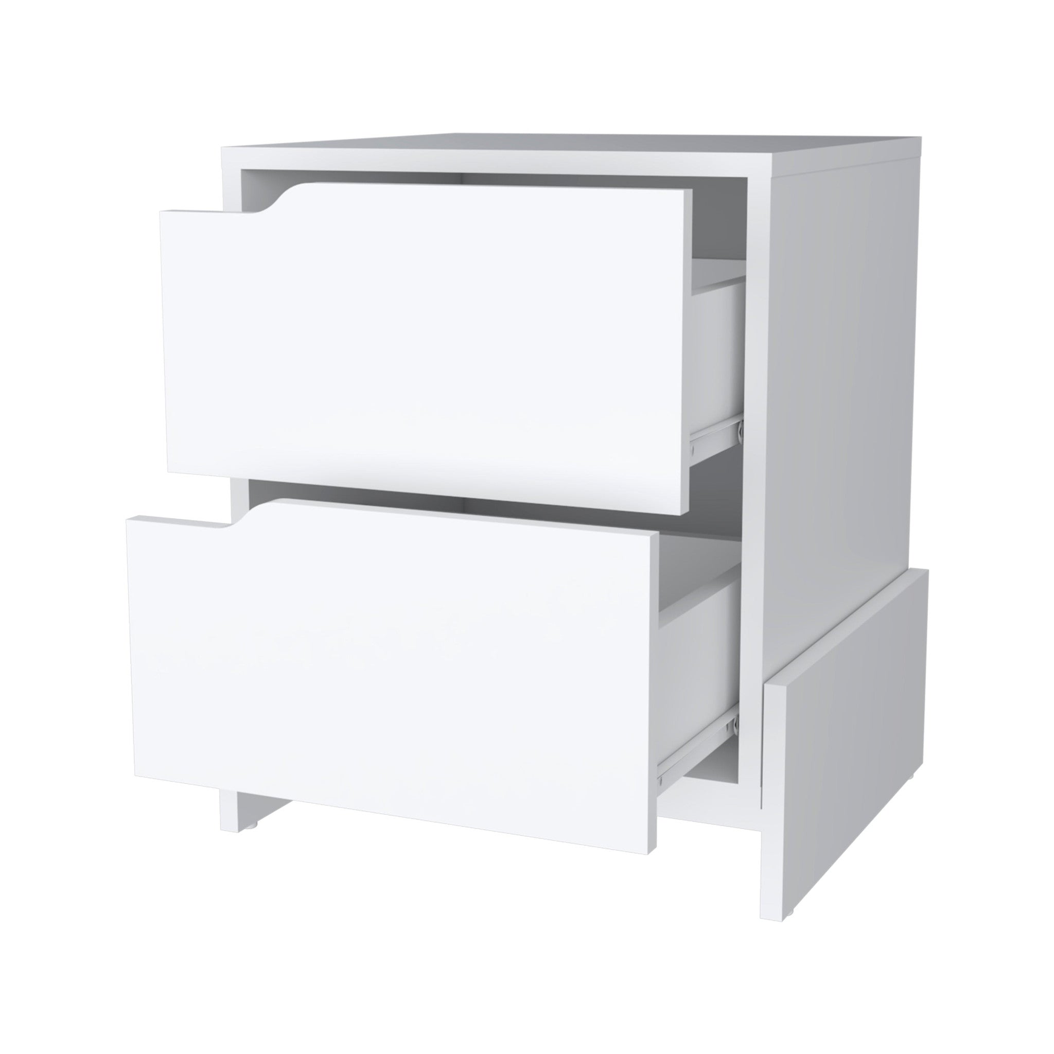 20" White Wood Two Drawer Nightstand