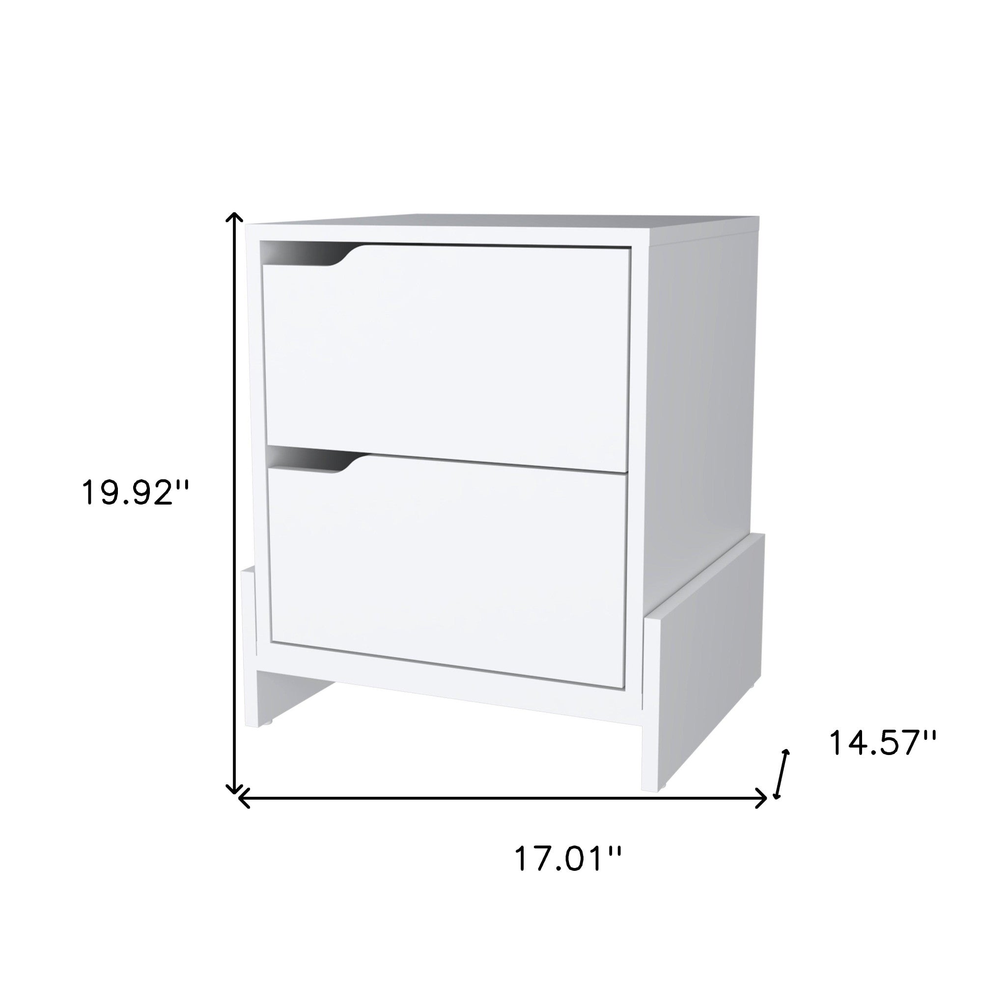 20" White Wood Two Drawer Nightstand