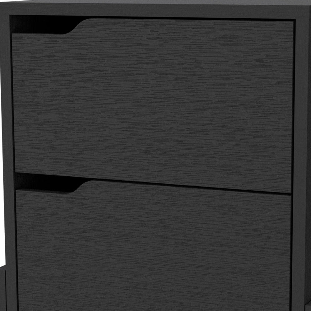 20" Black Wood Two Drawer Nightstand