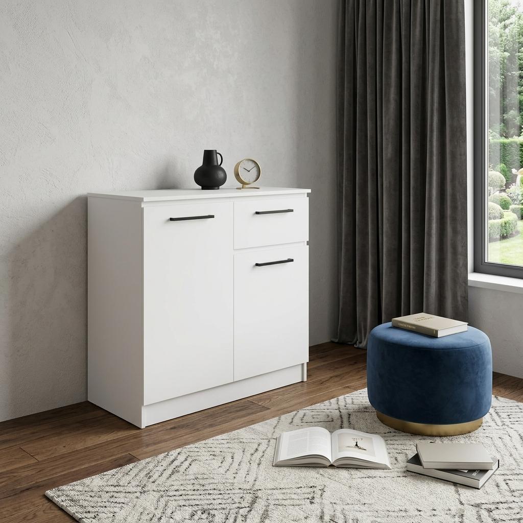 36" White Wood Single Drawer Double Dresser