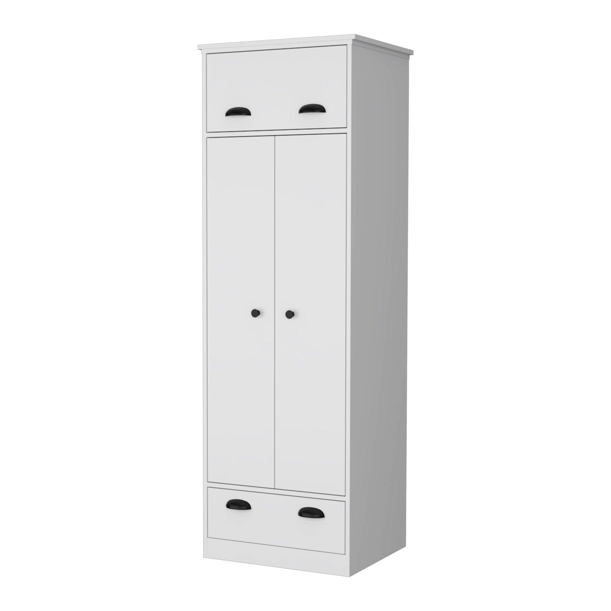 70" White Wood Three Door Single Drawer Combo Dresser