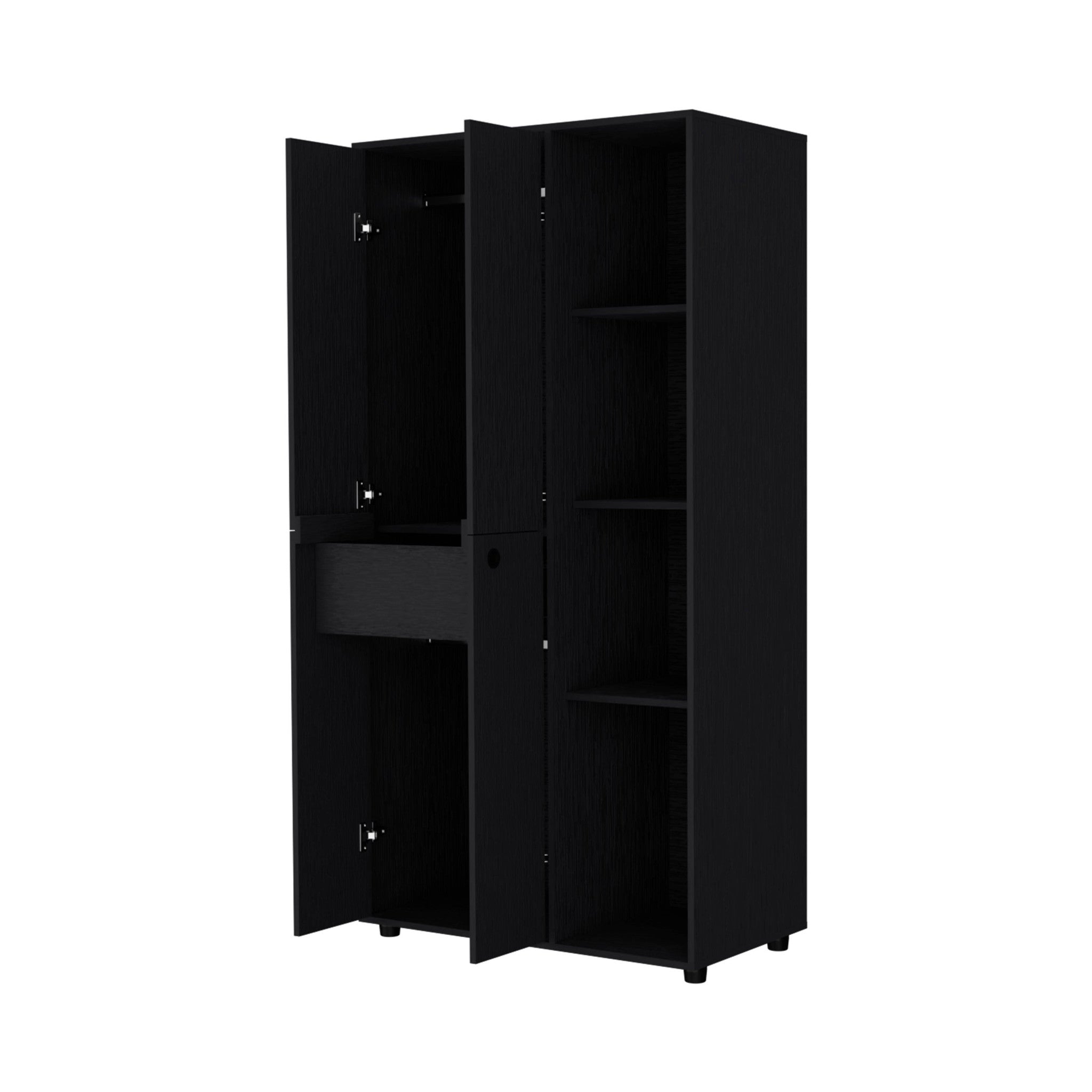 35" Black Wood Single Drawer Dresser