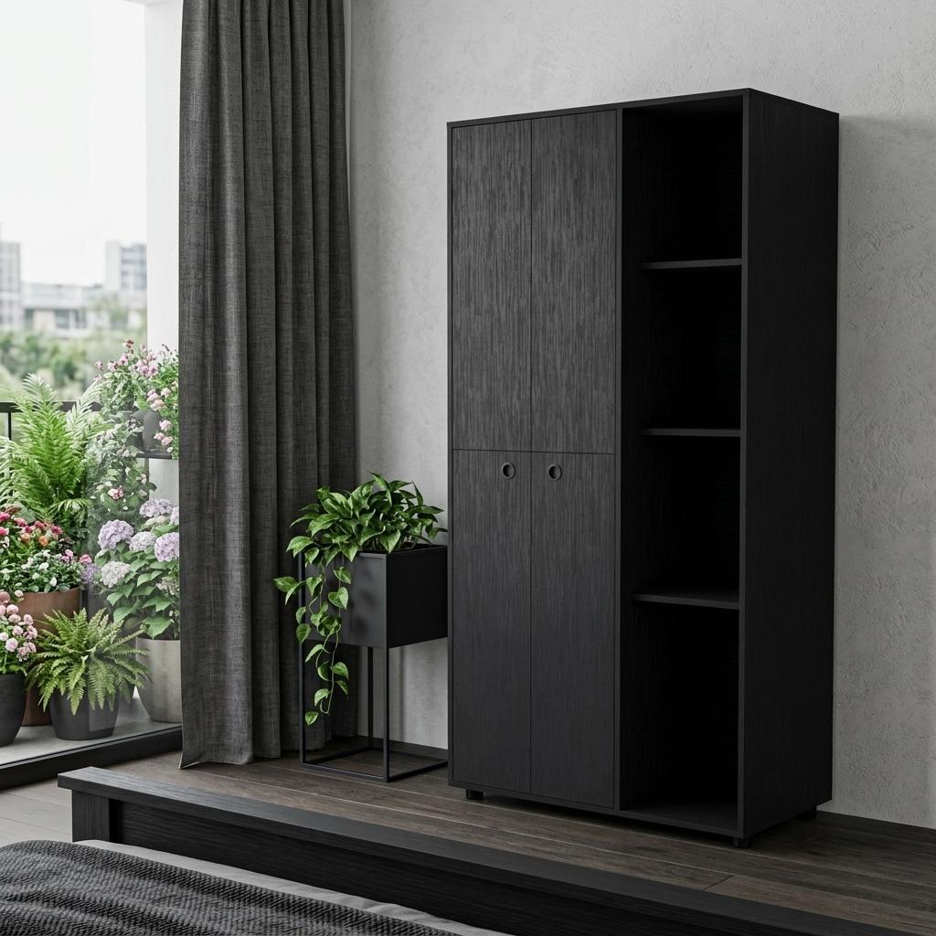 35" Black Wood Single Drawer Dresser